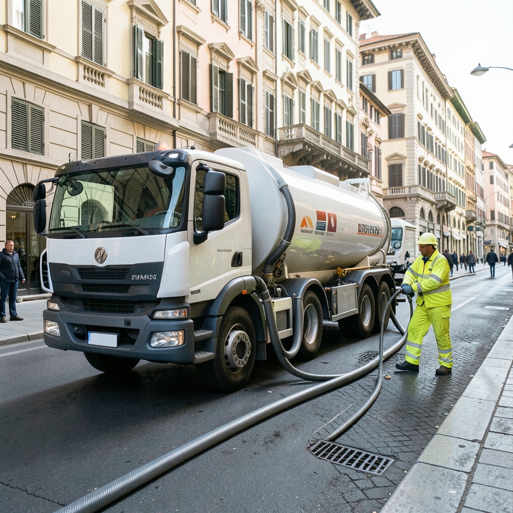 Intervento professionale di autospurgo e spurghi fognature con mezzo attrezzato e canal jet