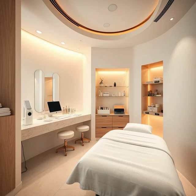 Spazio riservato ed elegante della cabina estetica di Farmacia Mandragona