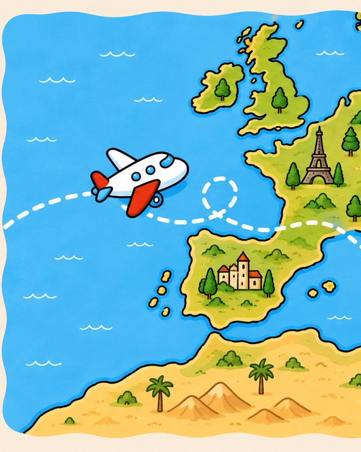 La mappa del viaggio di Pim per piccoli viaggiatori