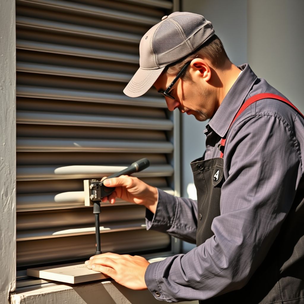 Tecnico durante la riparazione del cassonetto di una tapparella