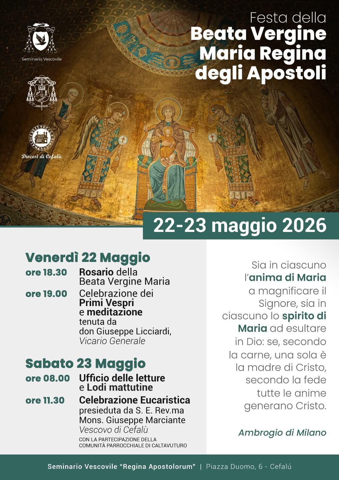 Festa della Beata Vergine Maria Regina degli Apostoli