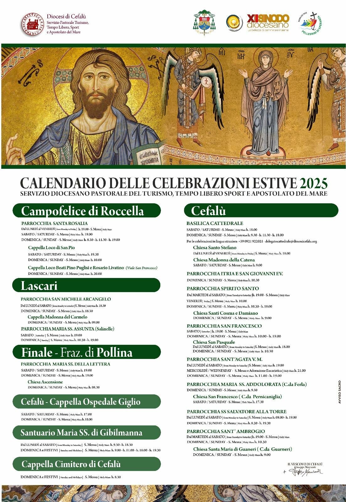 Calendario delle Celebrazioni estive