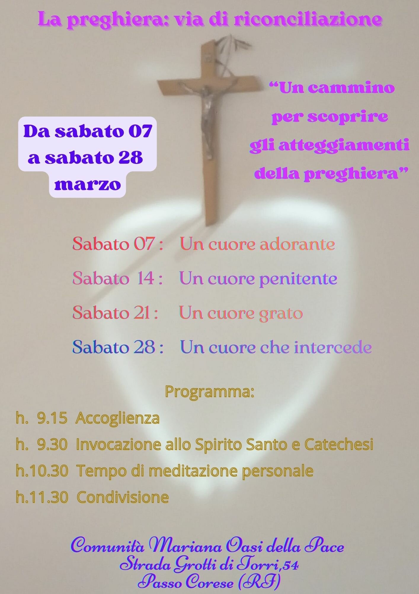 Serie di catechesi quaresimali, Passo Corese, per quattro sabati,7-28/03/26