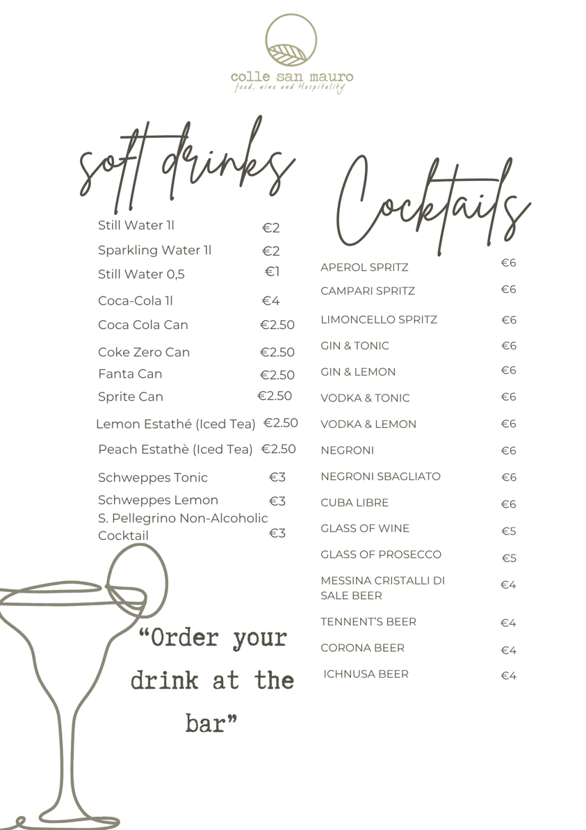 listino cocktail