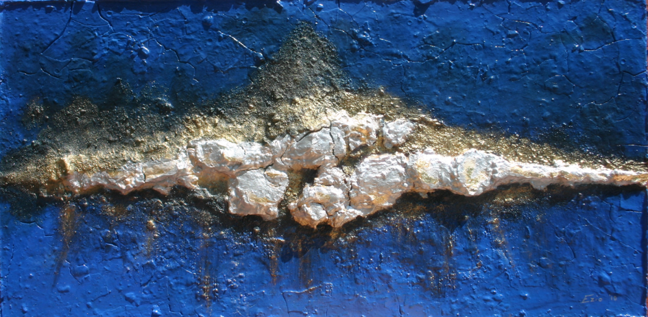 Pittoscultura su polistirolo gessato con materiali vari