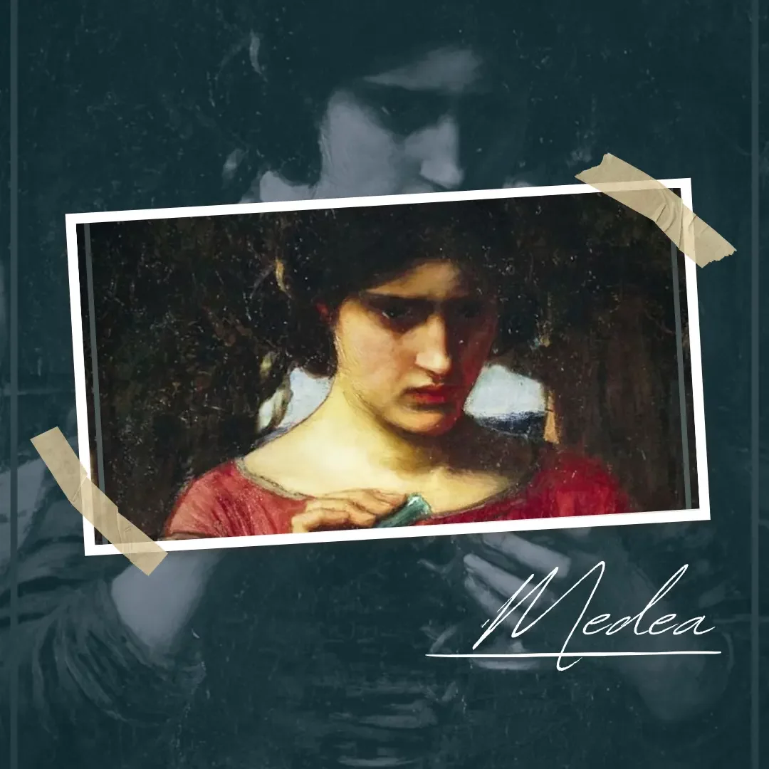 Medea con la coppa rituale. Rielaborazione grafica da John William Waterhouse