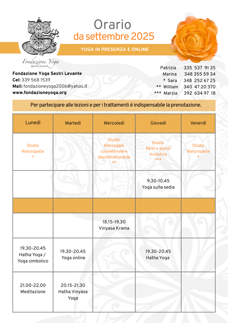 orari lezioni e seminari yoga Sestri Levante Liguria