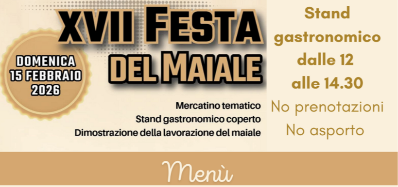 Menù Pro Locanda per la Festa del Maiale - 15 febbraio 2026
