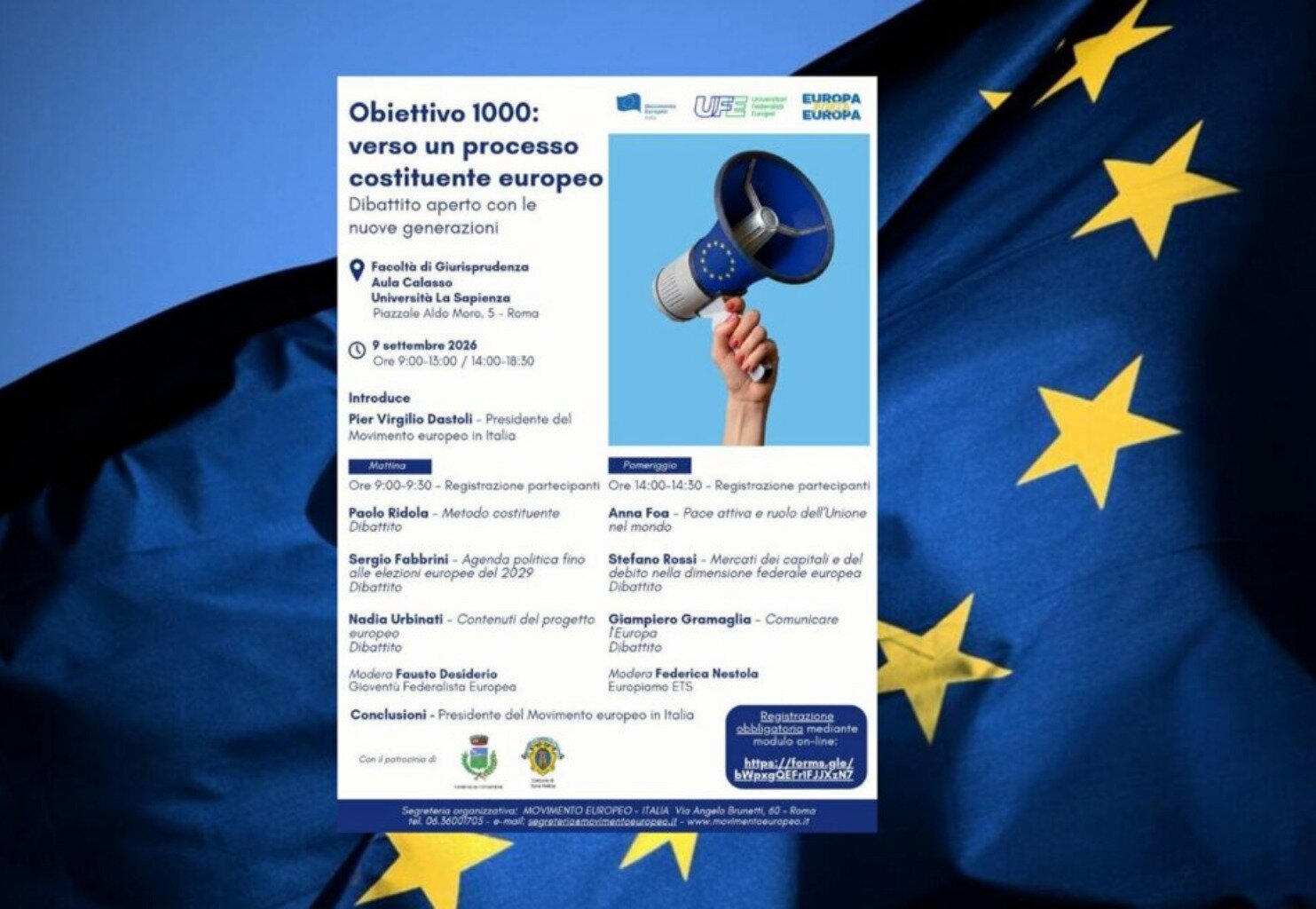 Mille giorni per rifare l’Europa: alla Sapienza nasce la sfida del nuovo processo costituente