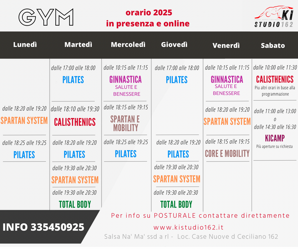 orario 2025 gym