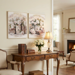 set-duo-quadretti-biblioteca-in-fiore