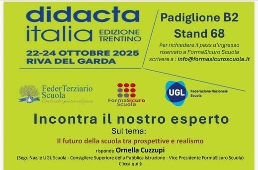 FormaSicuro, Federterziario e UGL Scuola insieme a Didacta
