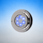 faretto LED nautico subacqueo luce blu acciaio inox