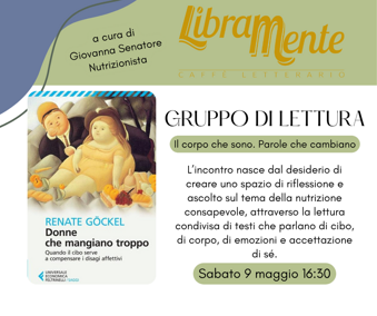 l’incontro nasce dal desiderio di creare uno spazio di riflessione e ascolto sul tema della nutrizione consapevole, attraverso la lettura condivisa di testi che parlano di cibo, di corpo, di emozi (1)