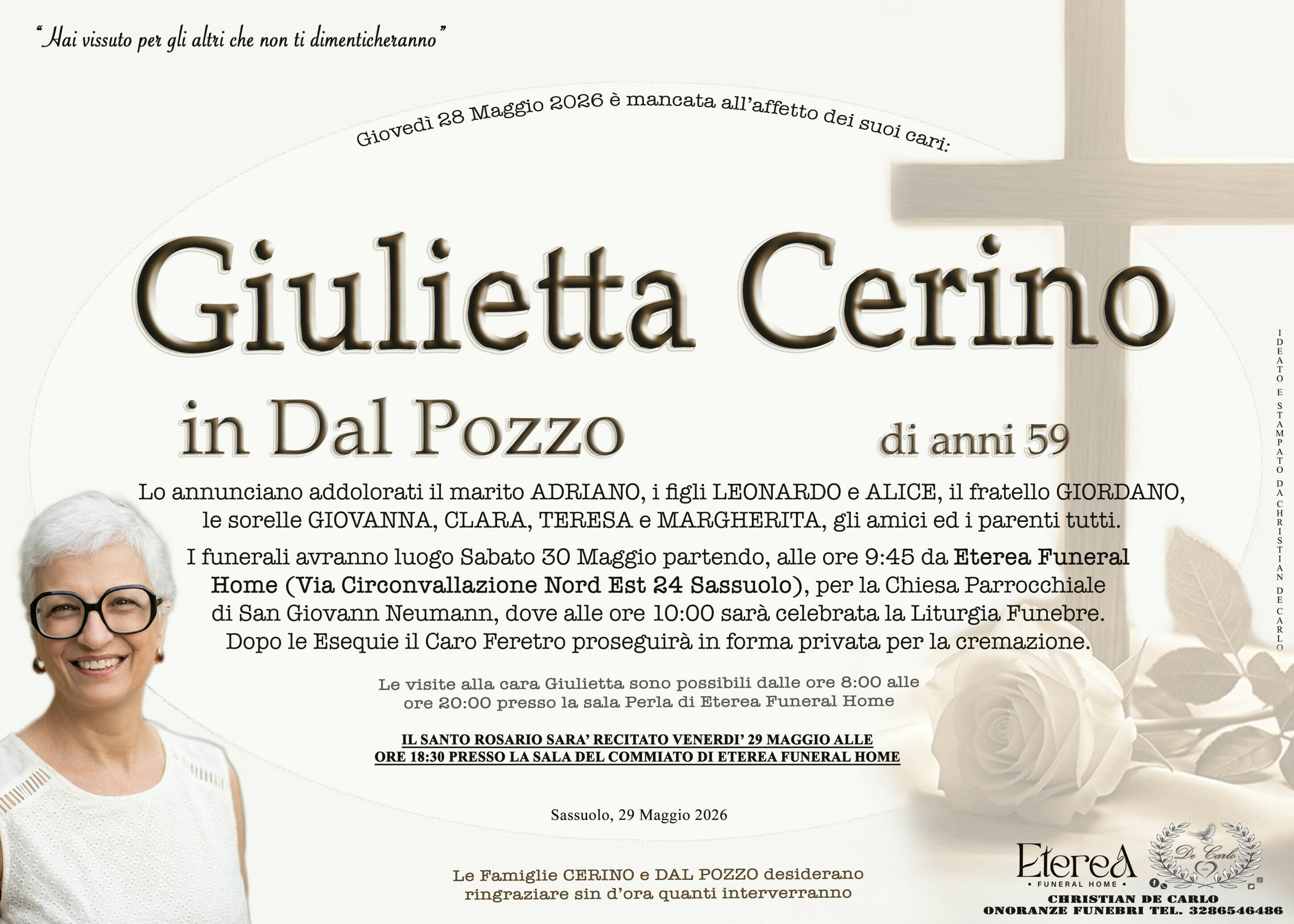 Giulietta Cerino in Dal Pozzo di anni 59 Giulietta Cerino in Dal Pozzo di anni 59