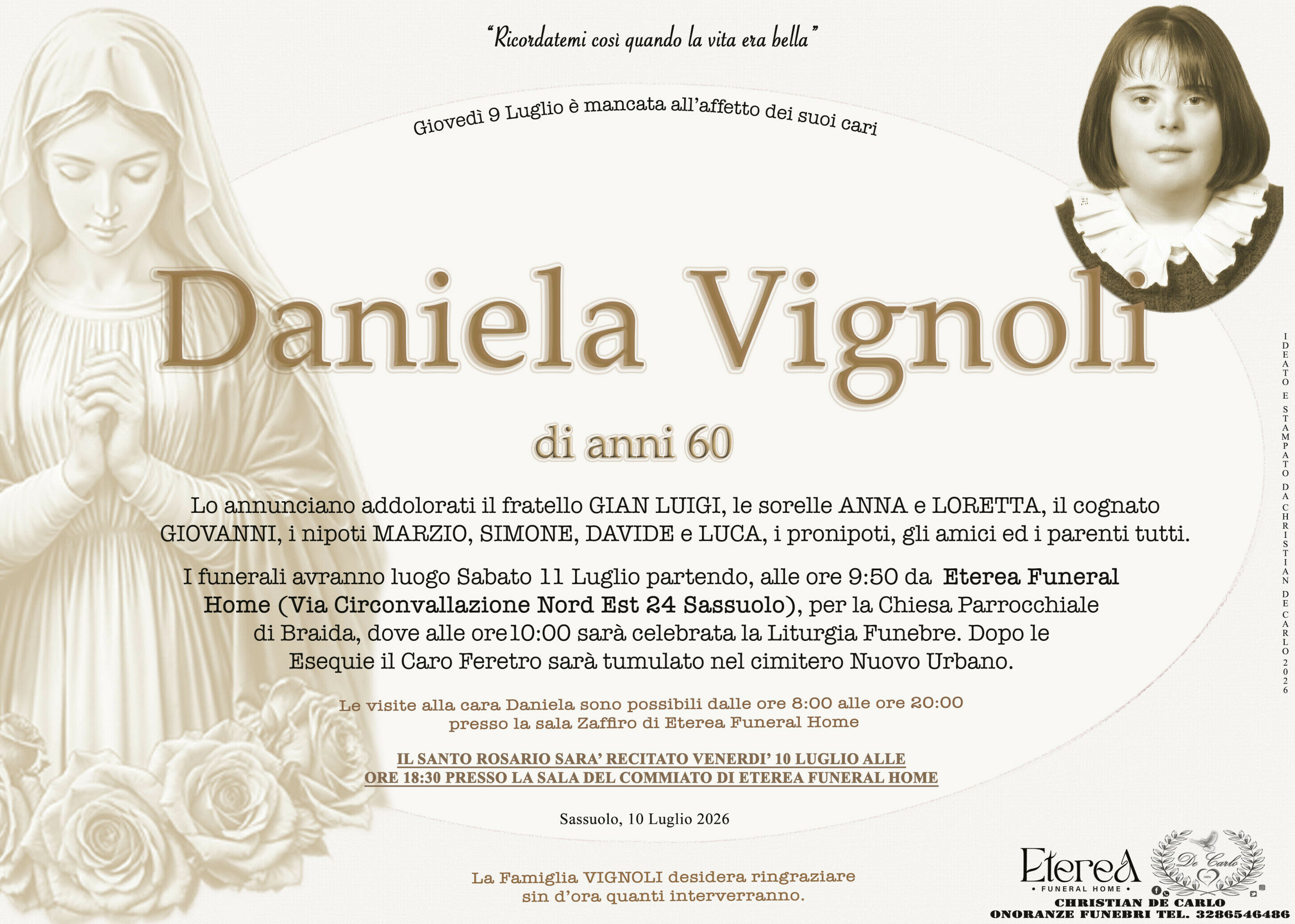 Daniela Vignoli di anni 60