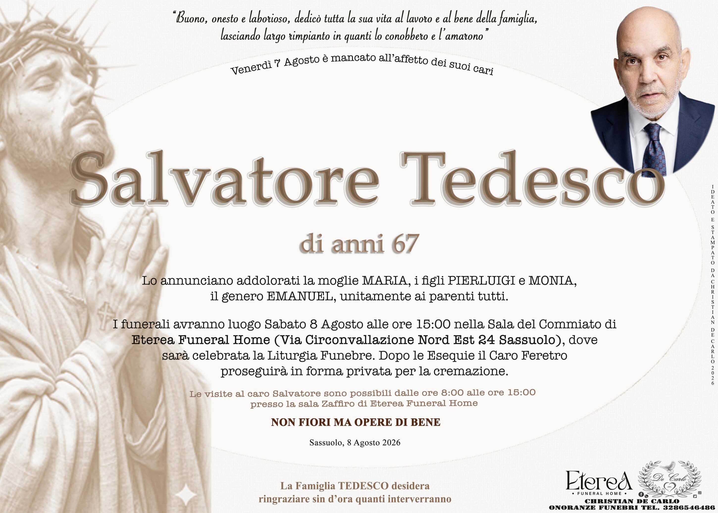 Salvatore Tedesco di anni 67 Salvatore Tedesco di anni 67
