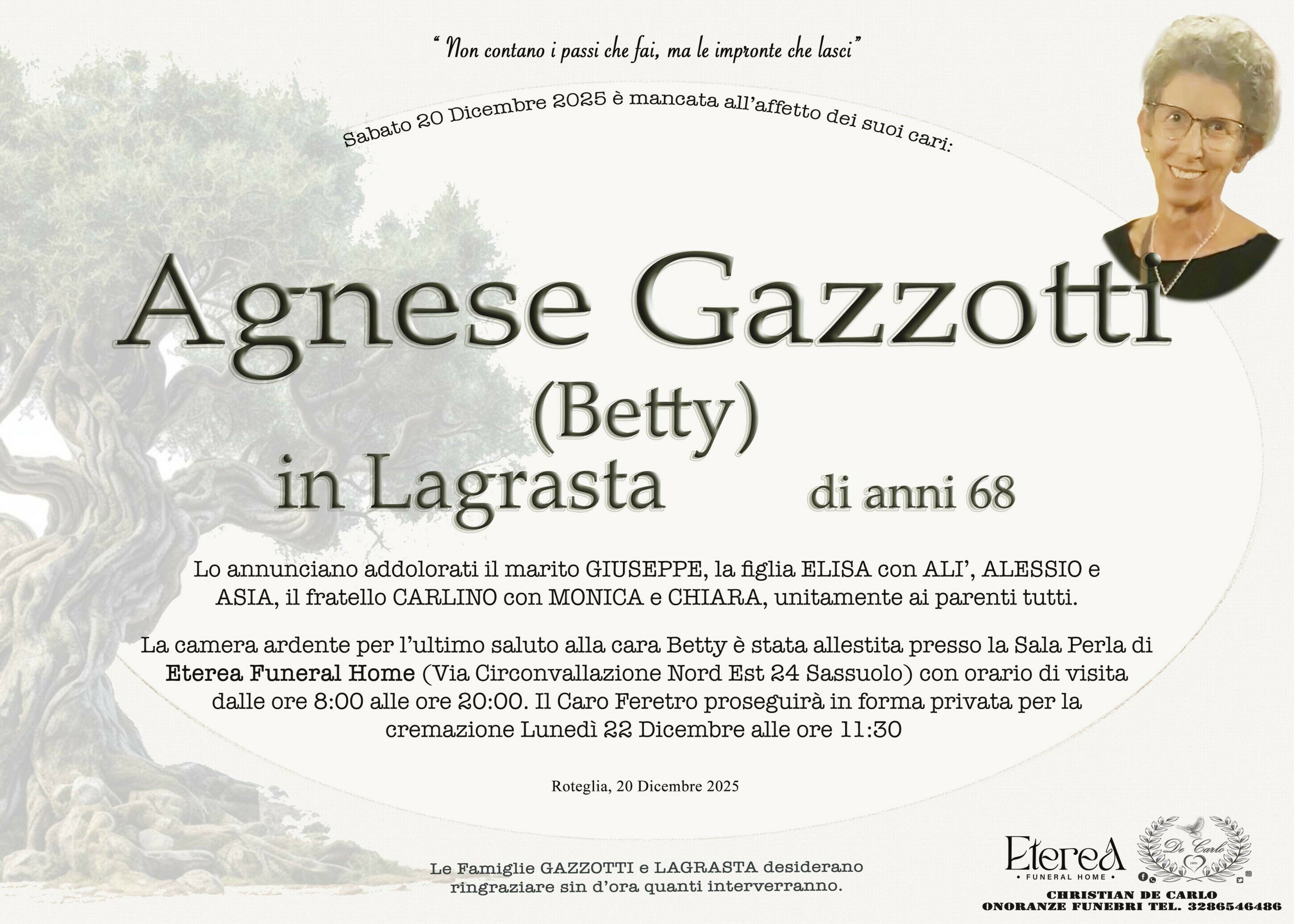 Agnese Gazzotti (Betty) in Lagrasta di anni 68 Agnese Gazzotti (Betty) in Lagrasta di anni 68
