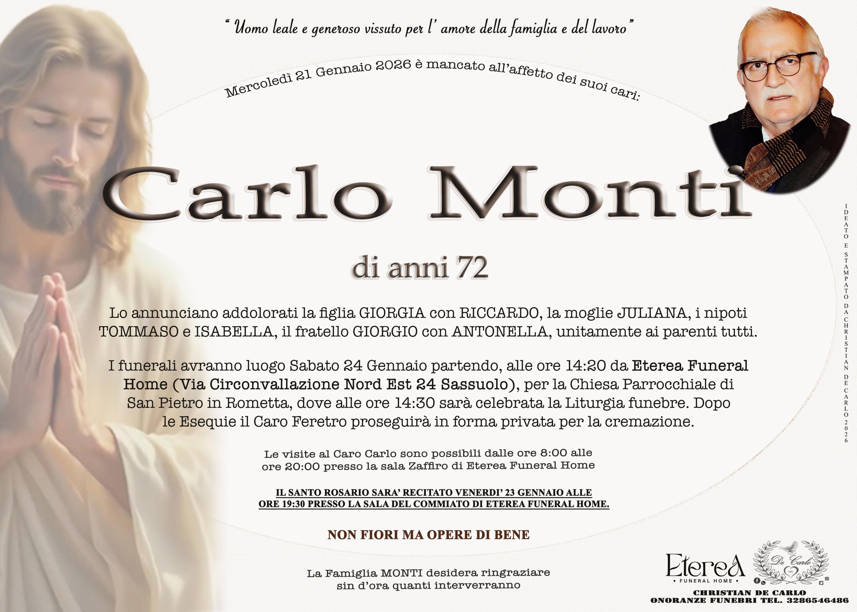 Carlo Monti di anni 72