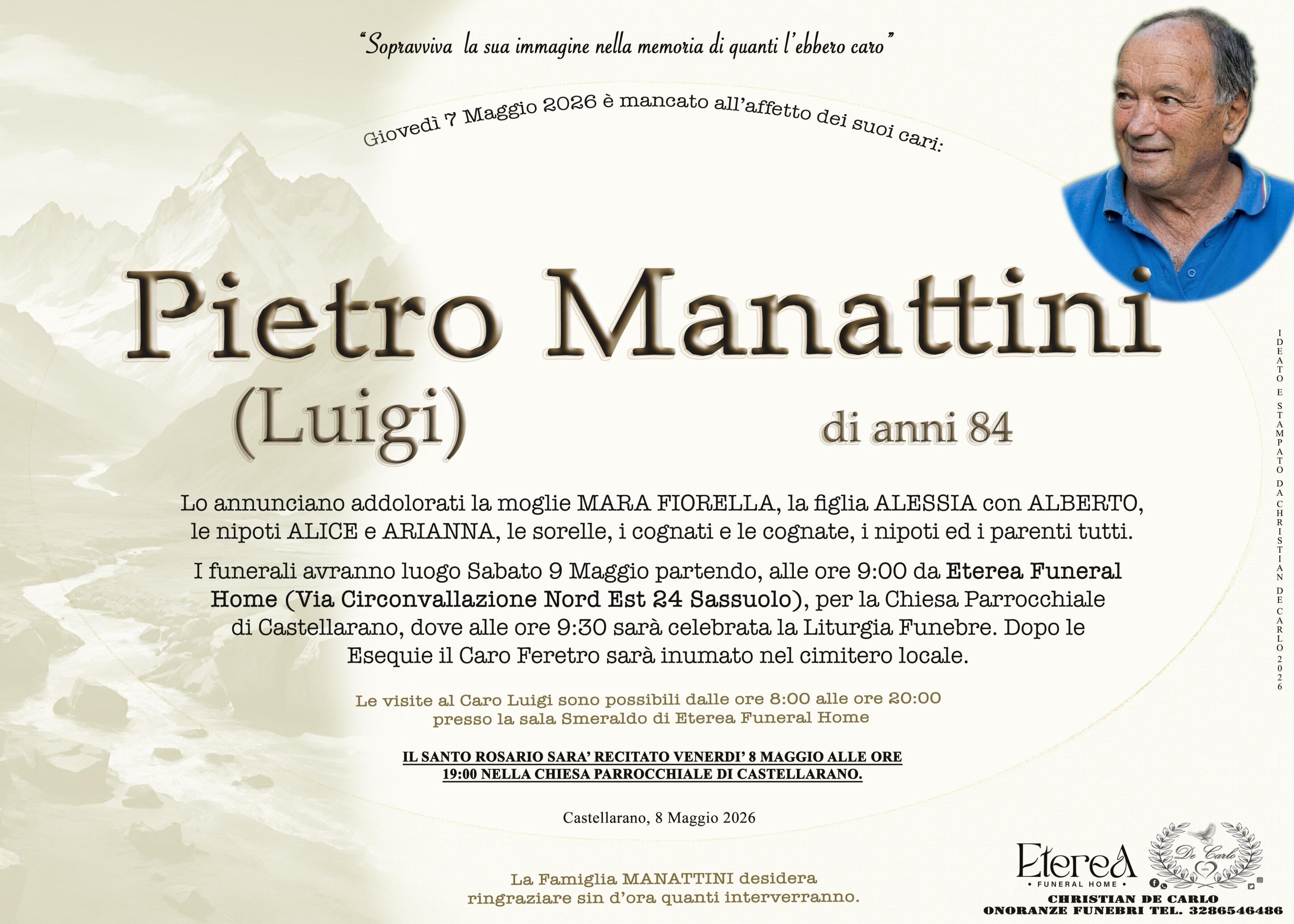 Pietro (Luigi) Manattini di anni 84 Pietro (Luigi) Manattini di anni 84