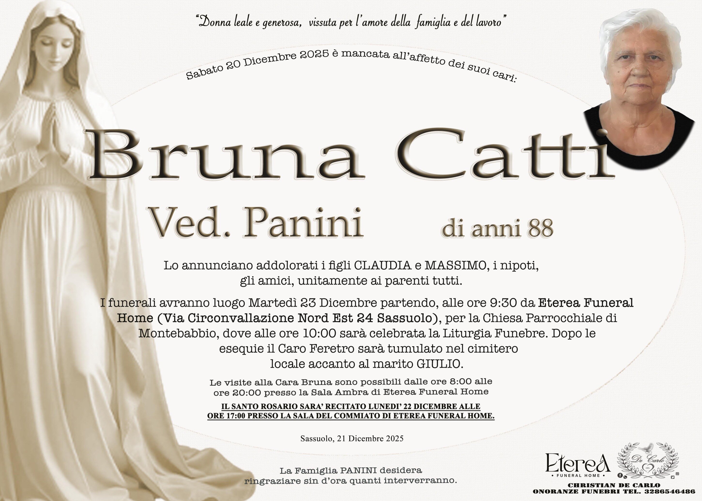 Bruna Catti Ved. Panini di anni 88