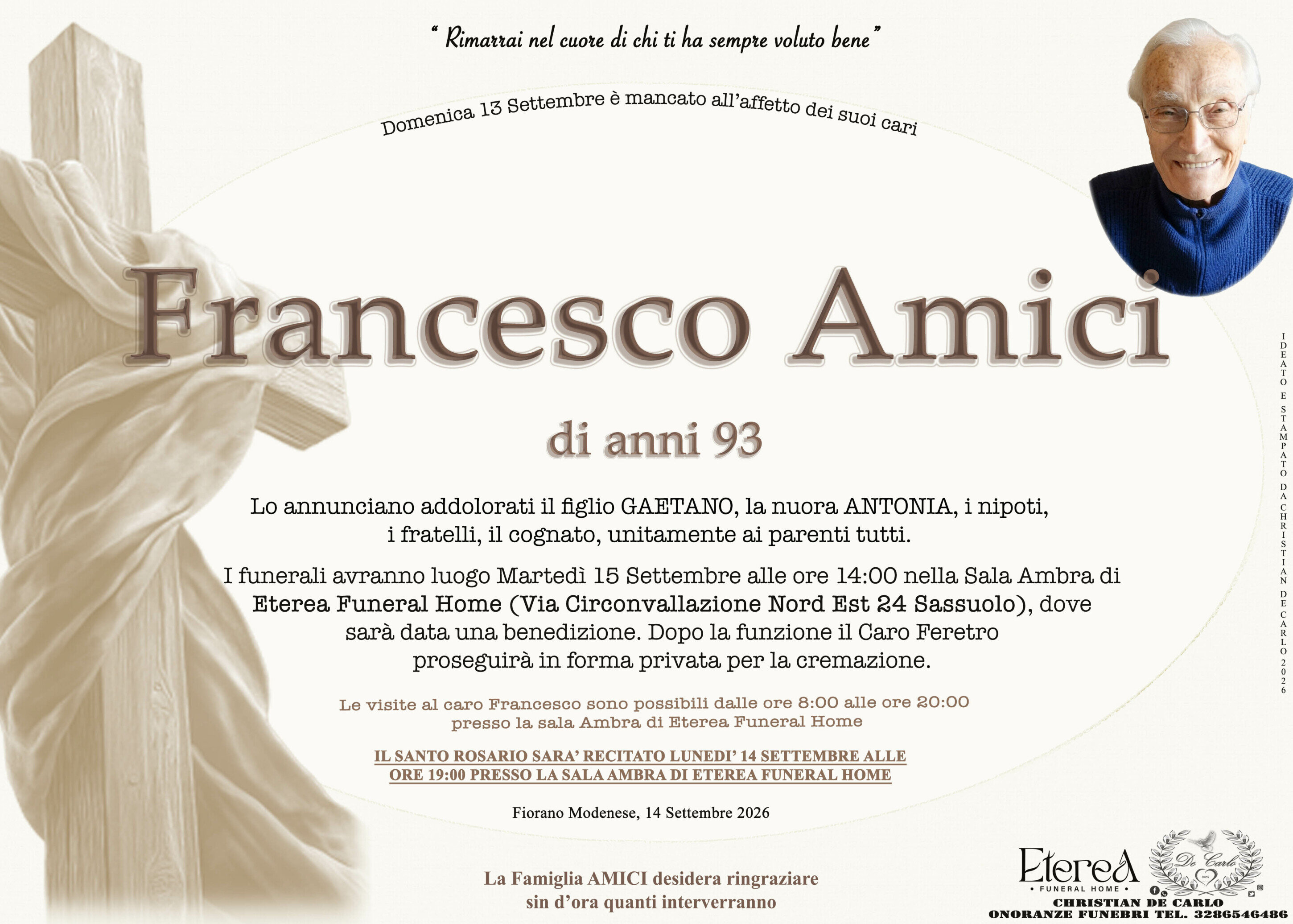 Francesco Amici di anni 93 Francesco Amici di anni 93