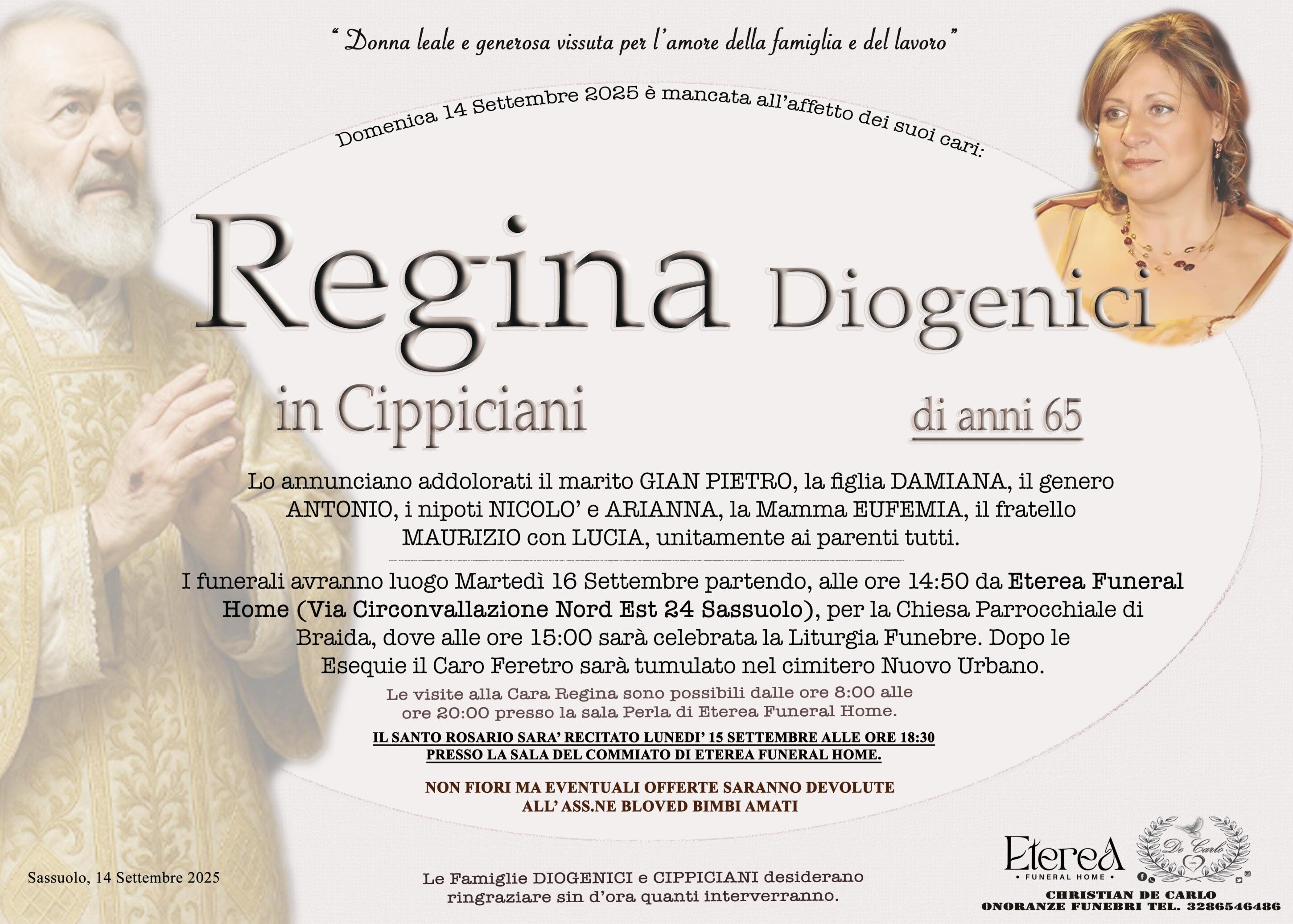 Regina Diogenici in Cippiciani di anni 65