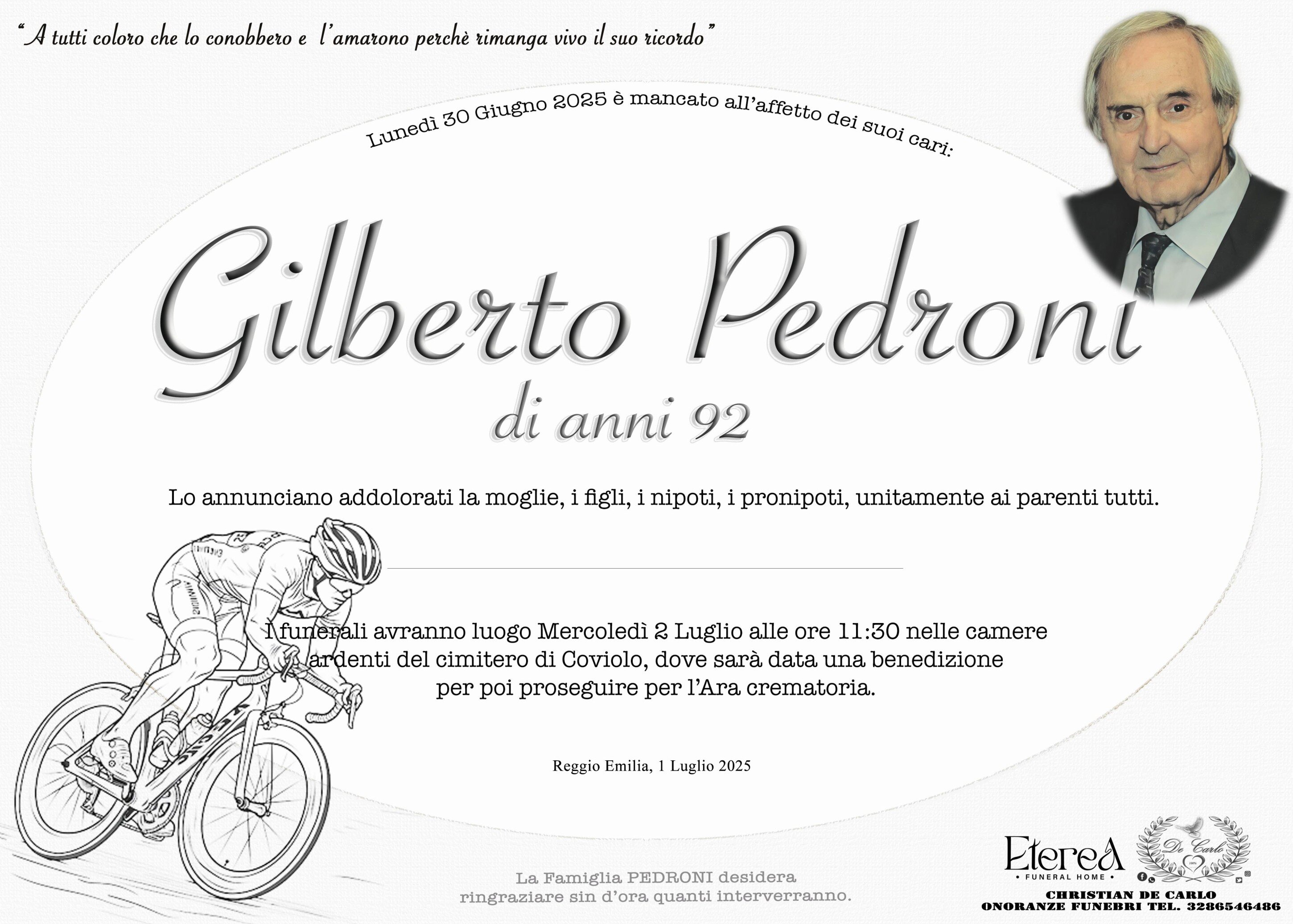 Gilberto Pedroni di anni 92