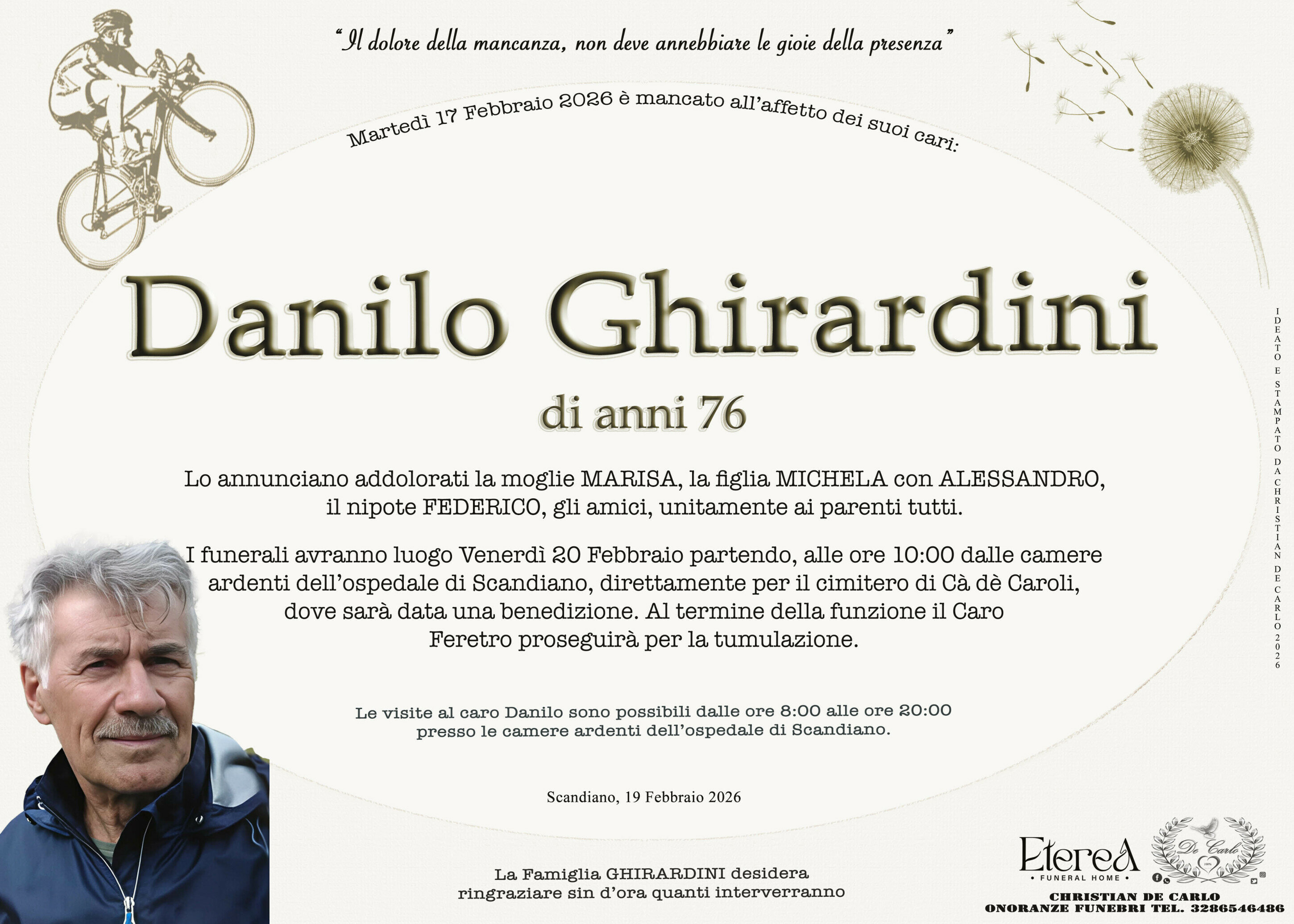 Danilo Ghirardini di anni 76 Danilo Ghirardini di anni 76