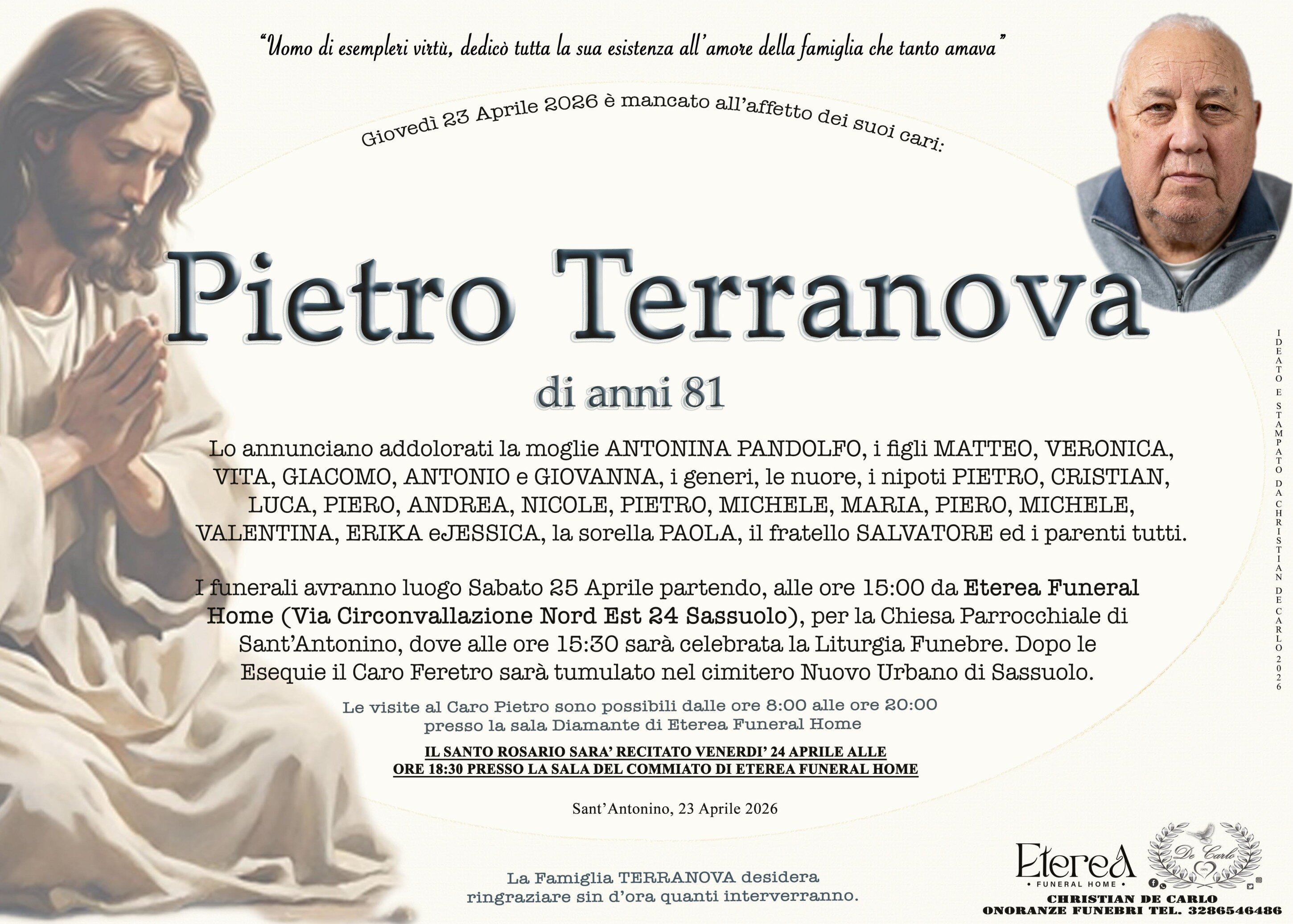 Pietro Terranova di anni 81 Pietro Terranova di anni 81