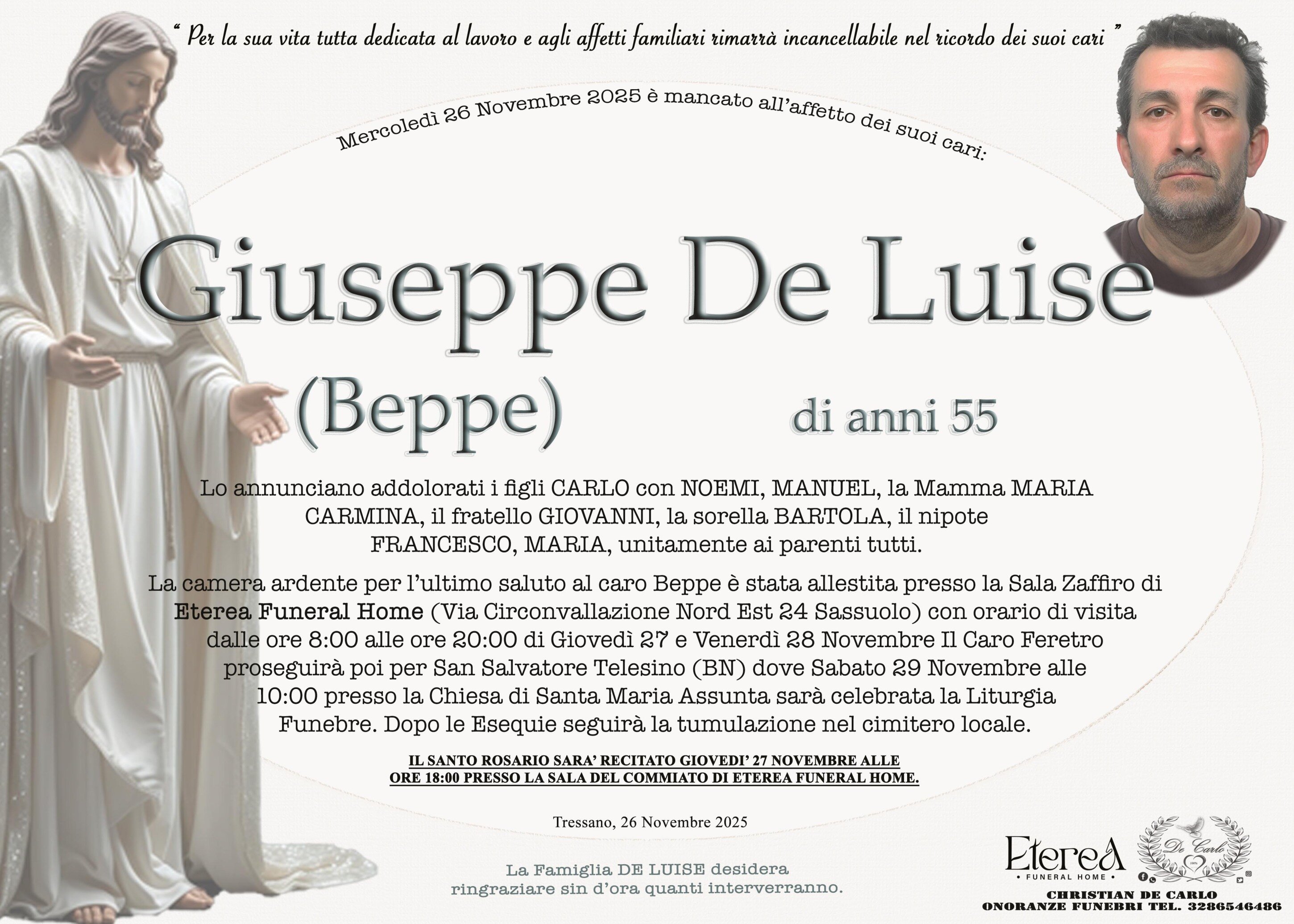 Giuseppe De Luise (Beppe) di anni 55