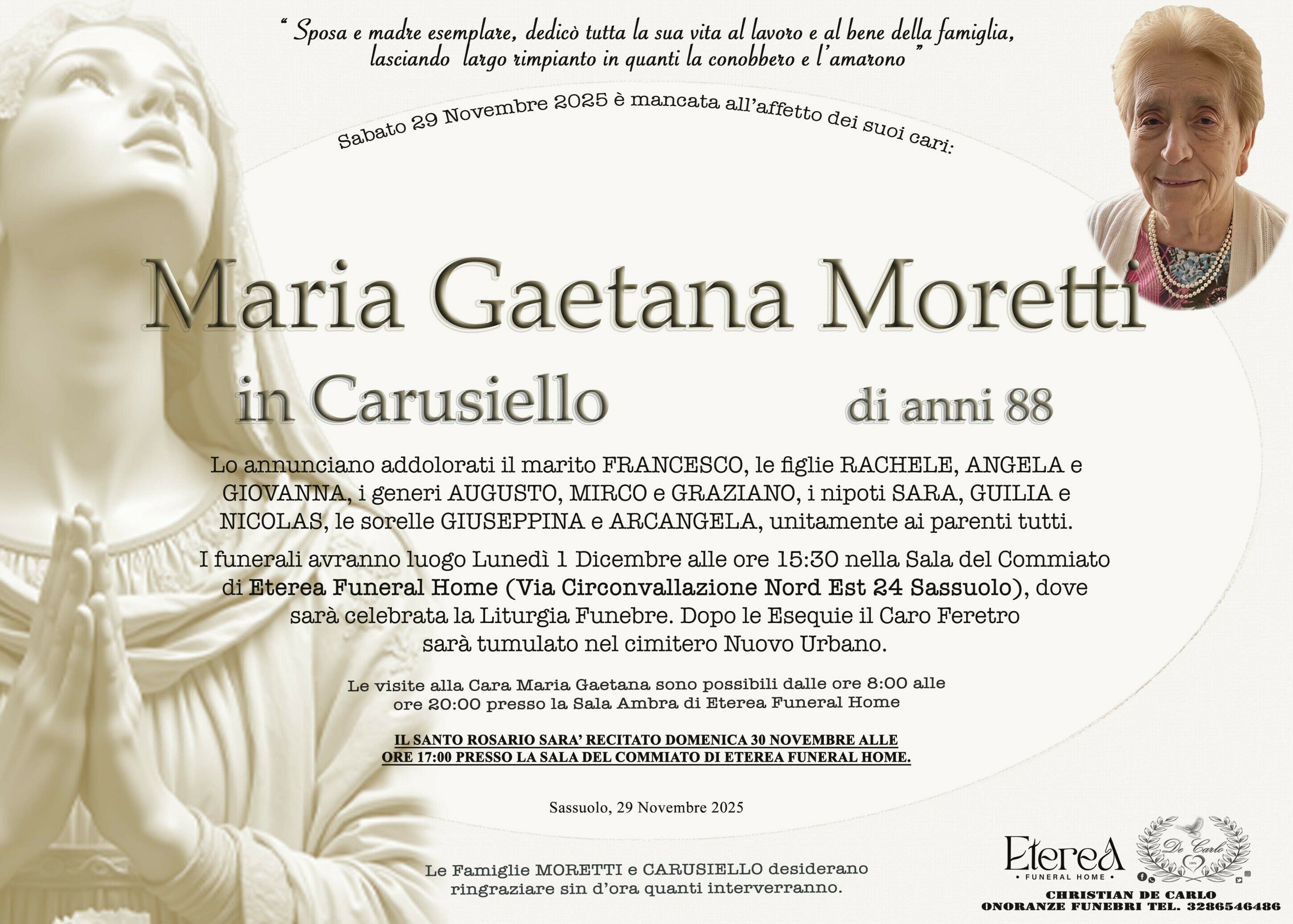 Maria Gaetana Moretti in Carusiello di anni 88