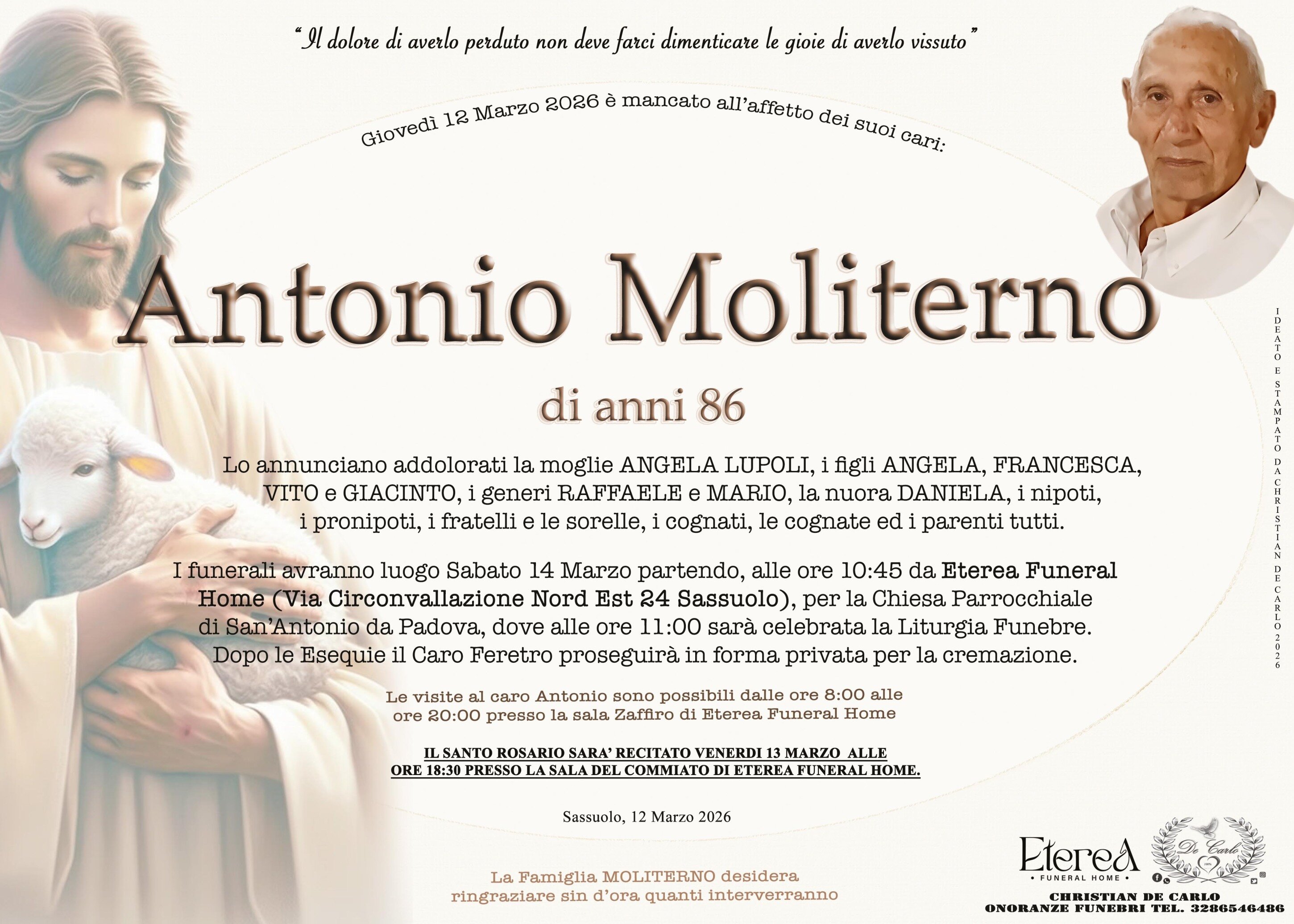 Antonio Moliterno di anni 86