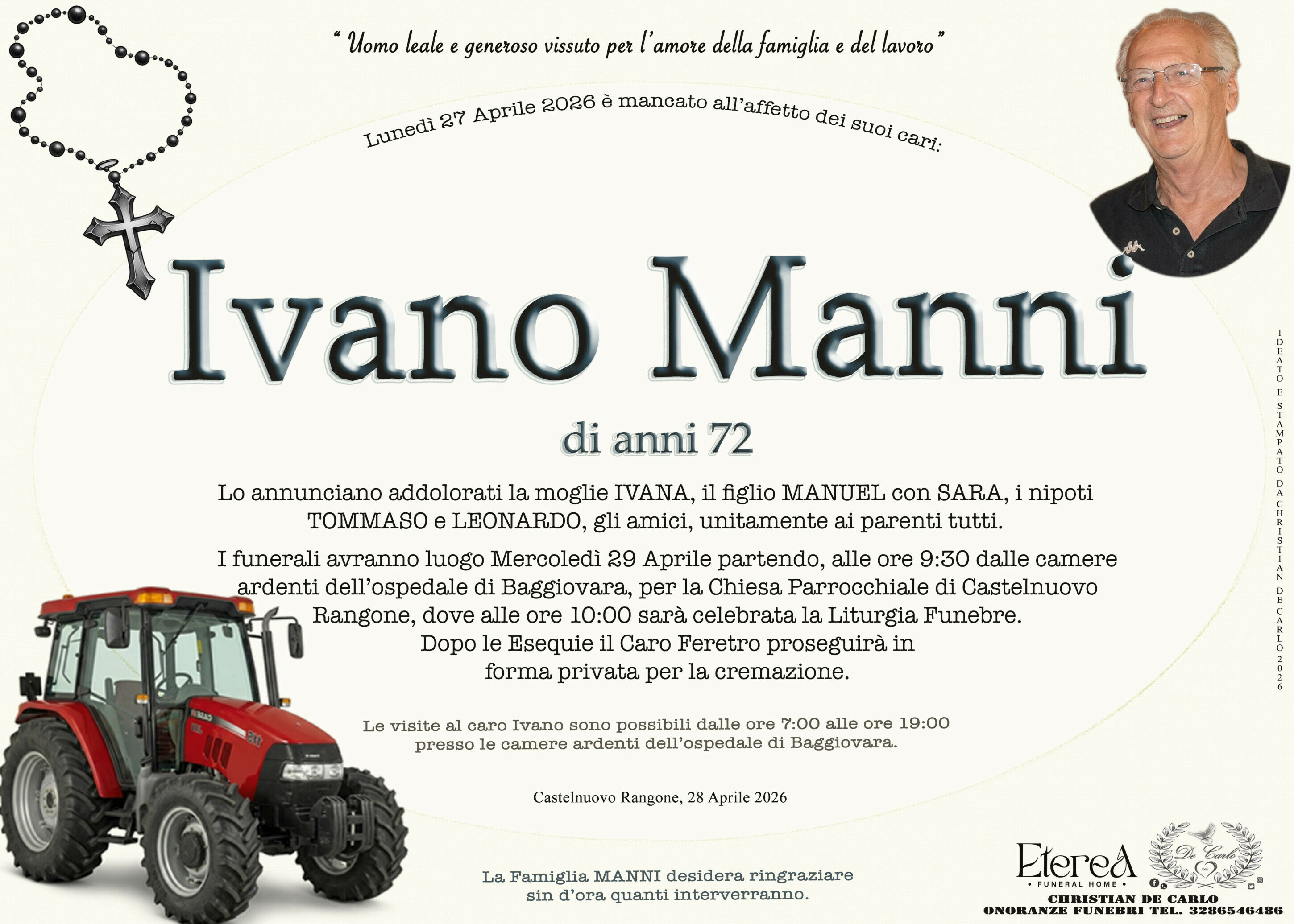 Ivano Manni di anni 72