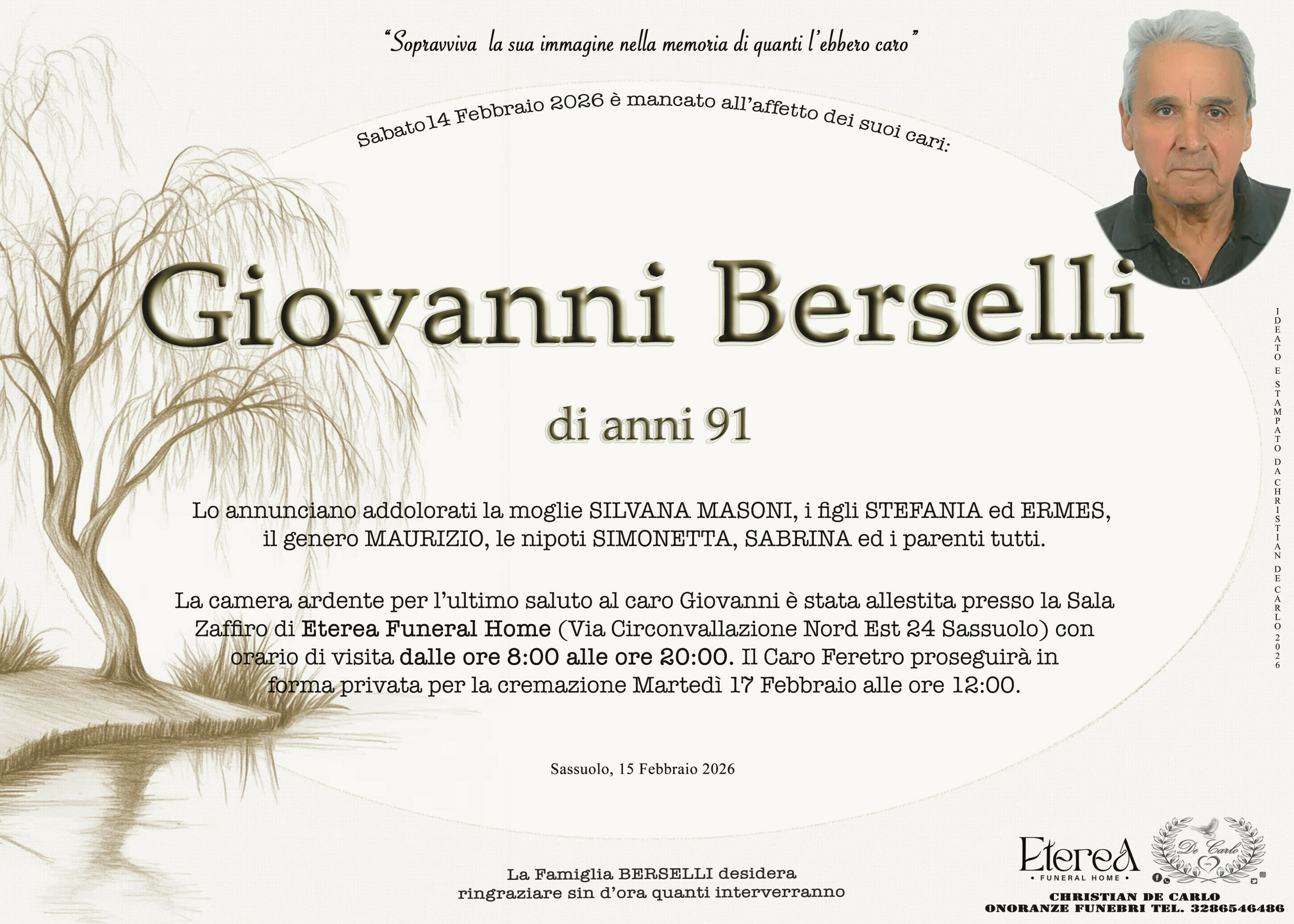 Giovanni Bersellii anni 91 Giovanni Bersellii anni 91