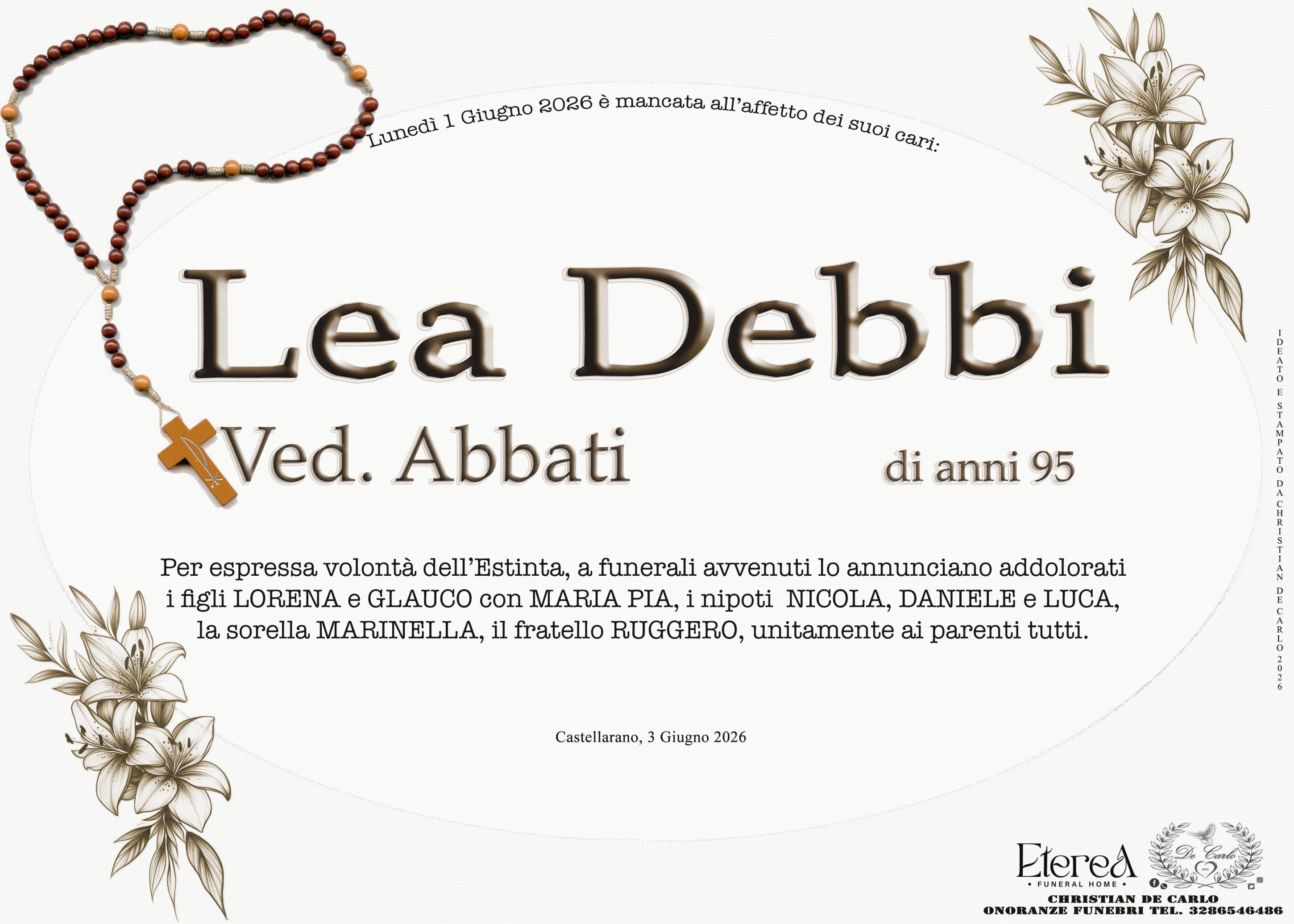 Lea Debbi Ved. Abbati di anni 95
