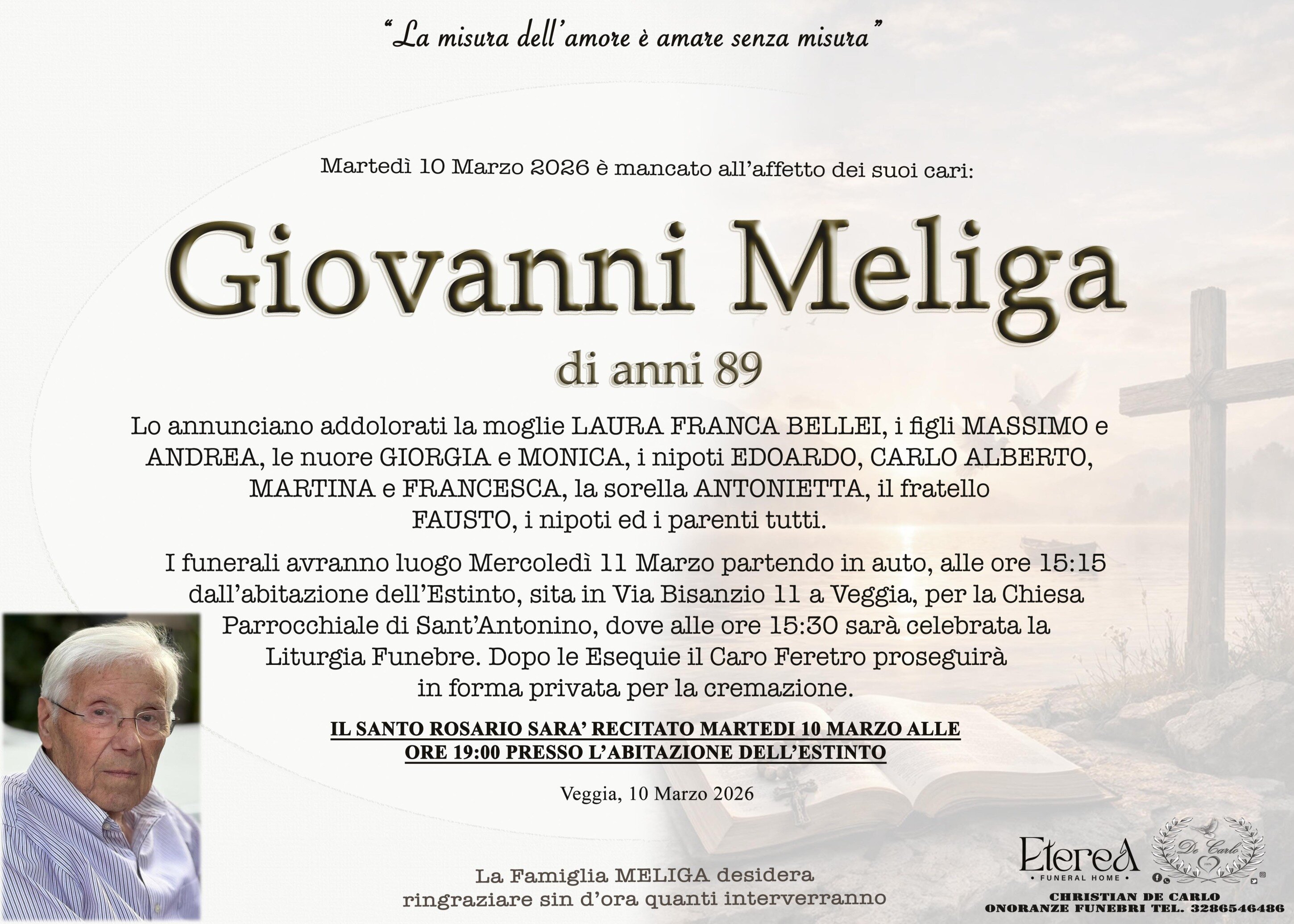 Giovanni Meliga di anni 89