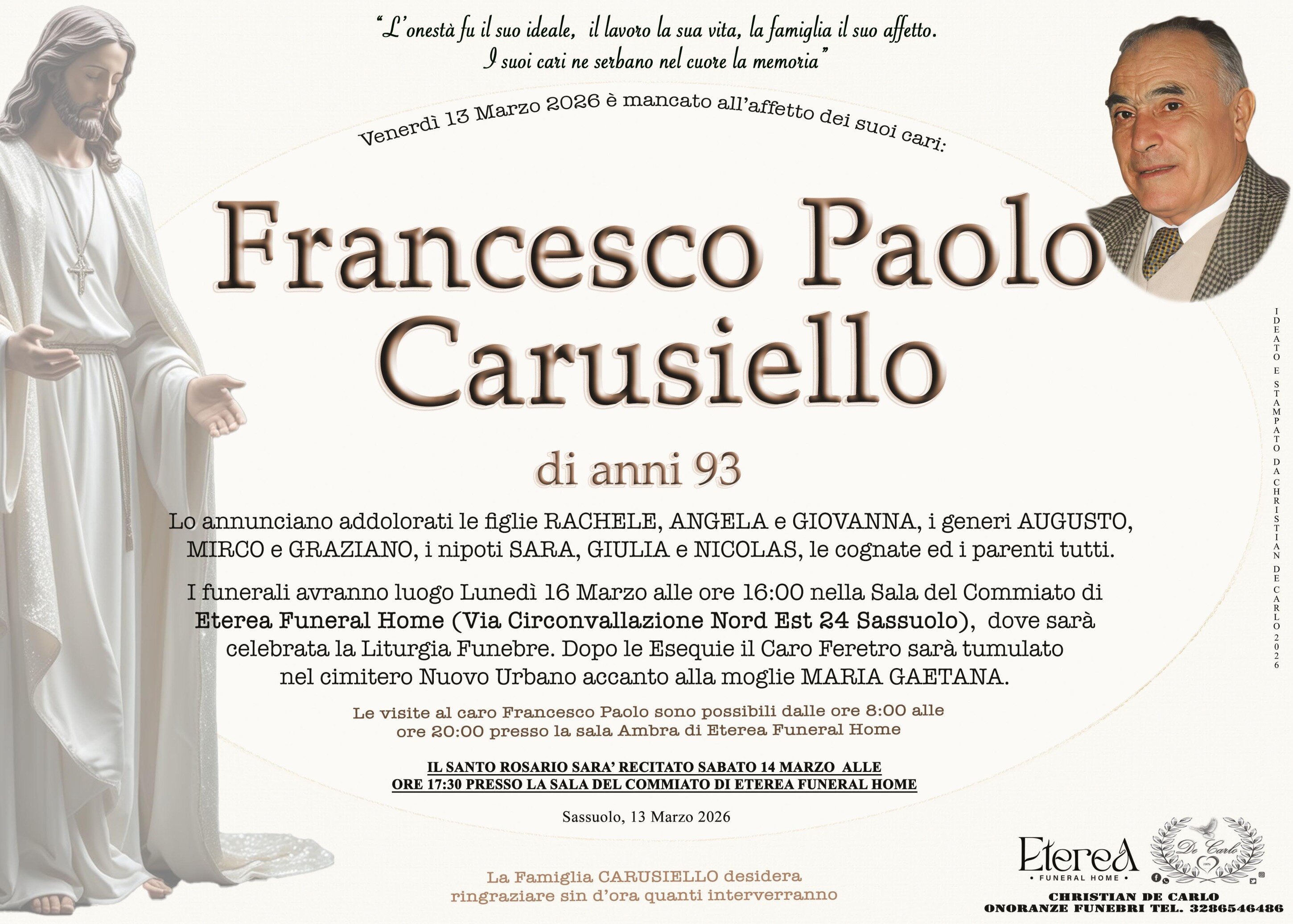 Francesco Paolo Carusiello di anni 93