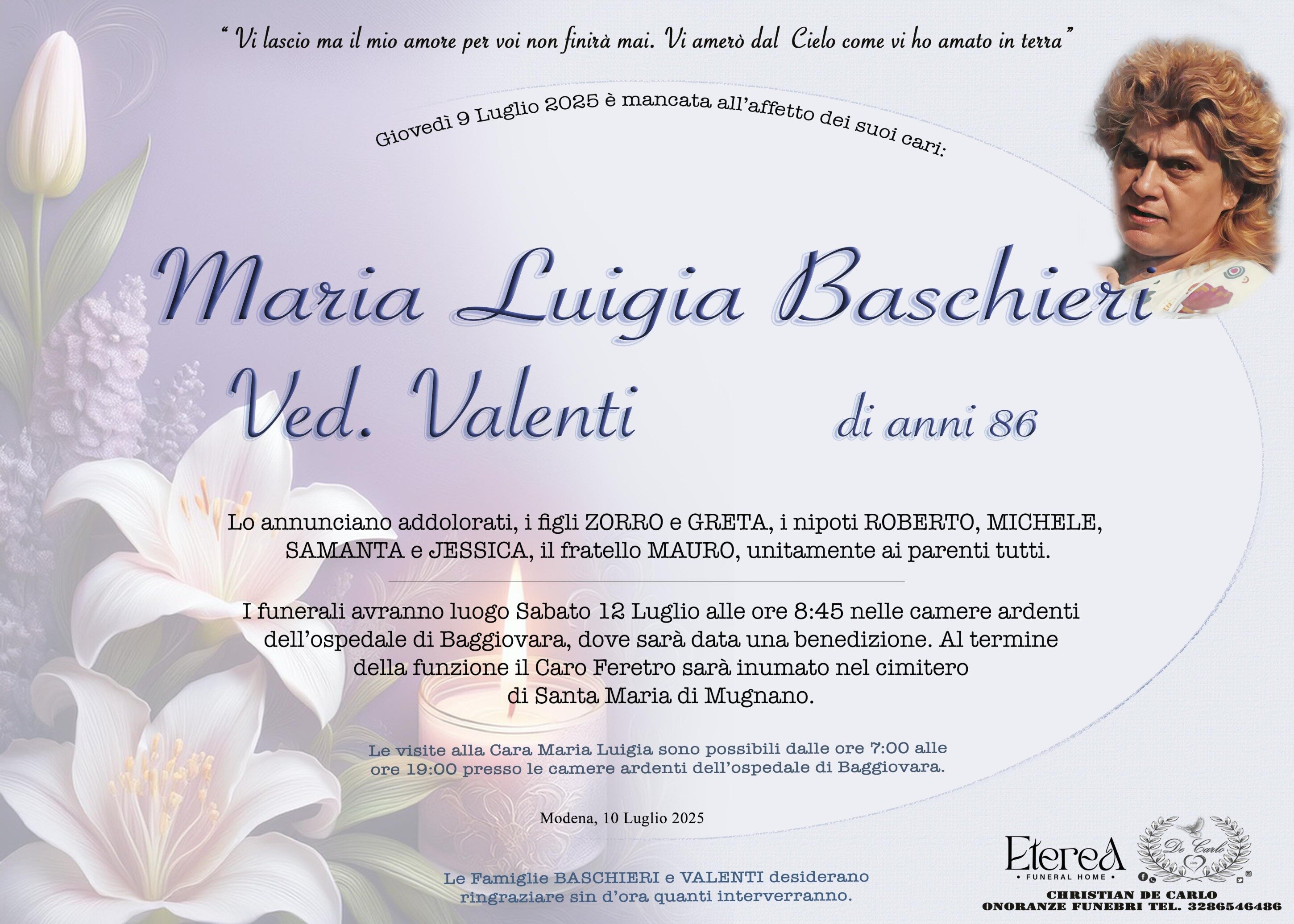 Maria Luigia Bedeschi Ved. Valenti di anni 86 Maria Luigia Bedeschi Ved. Valenti di anni 86