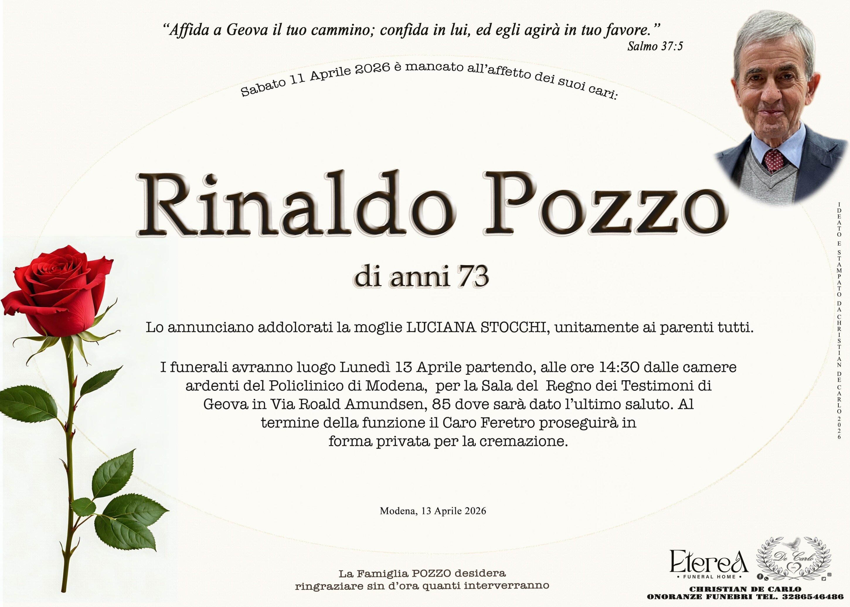 Rinaldo Pozzo di anni 73