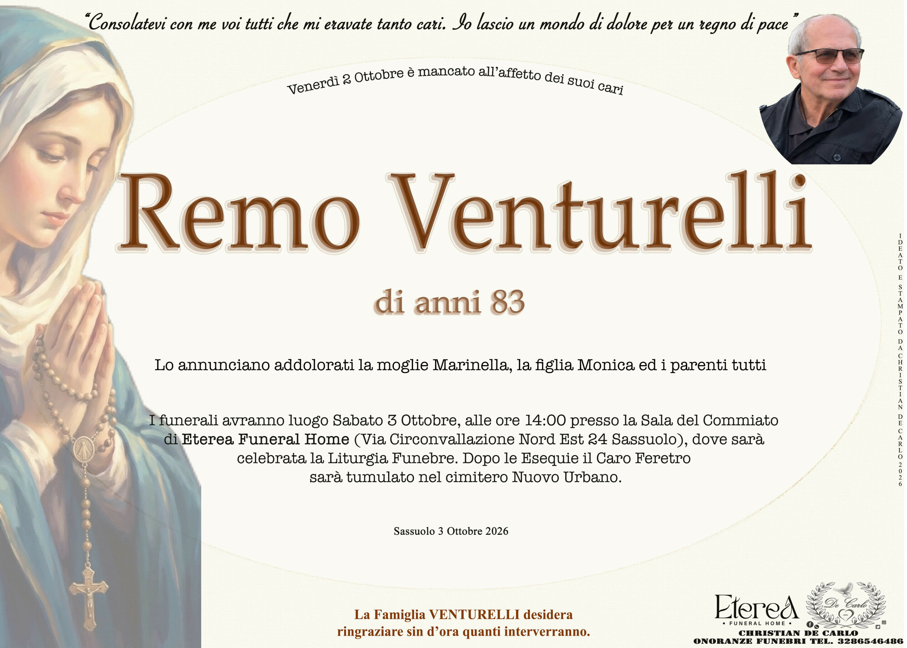 Remo Venturelli di anni 83 Remo Venturelli di anni 83