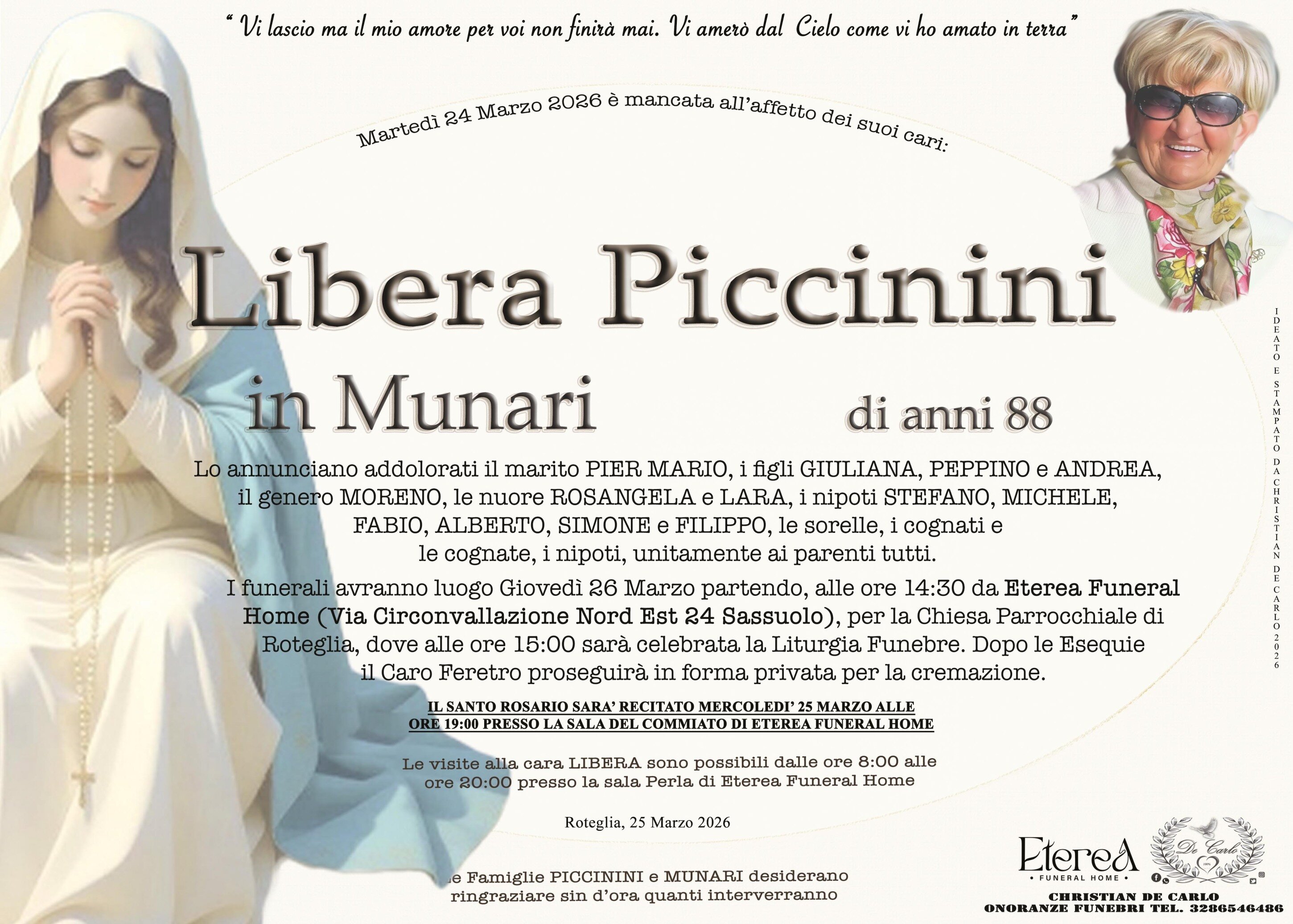 Libera Piiccinini in Munari di anni 88