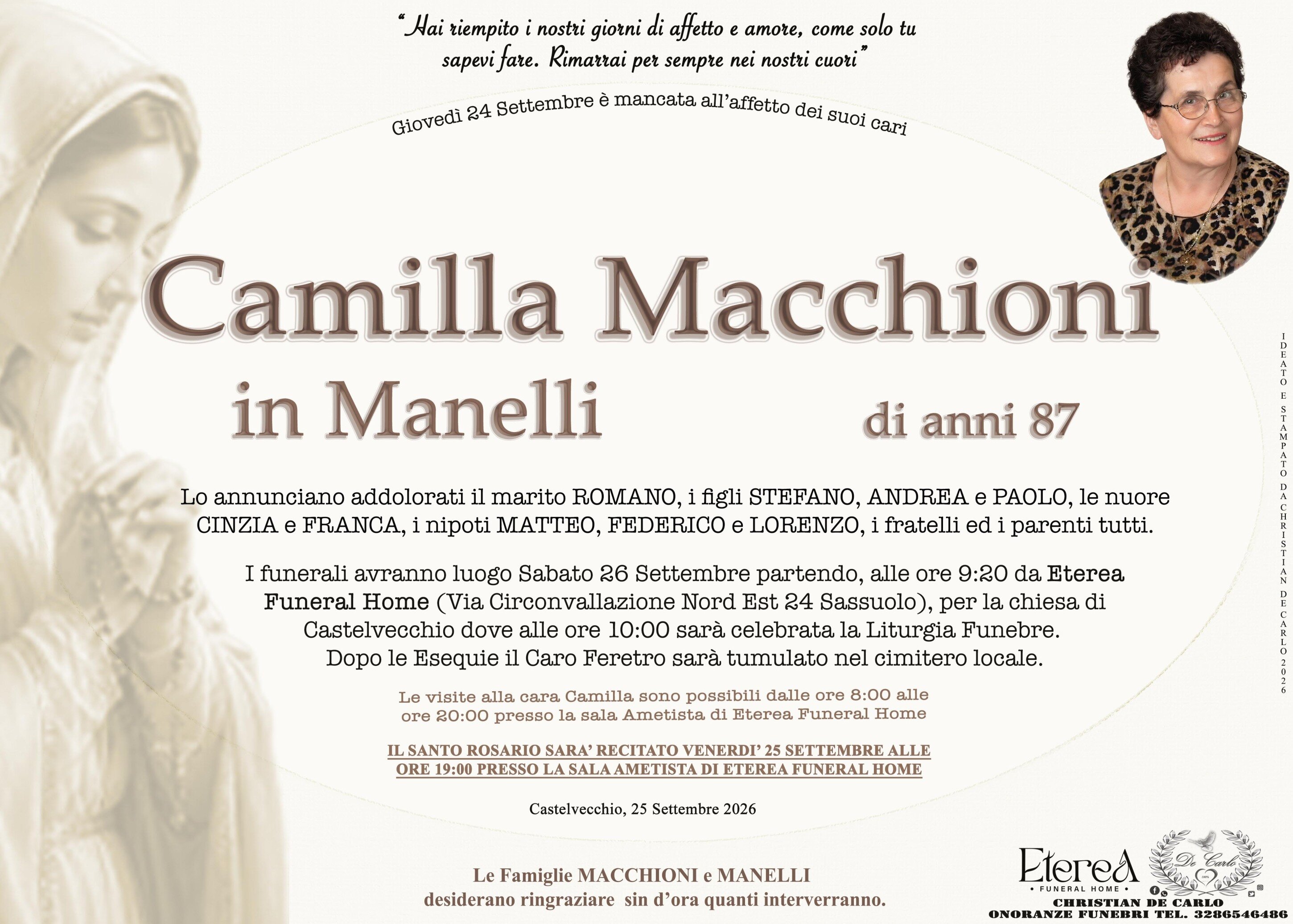 Camilla Macchioni in Manelli di anni 87