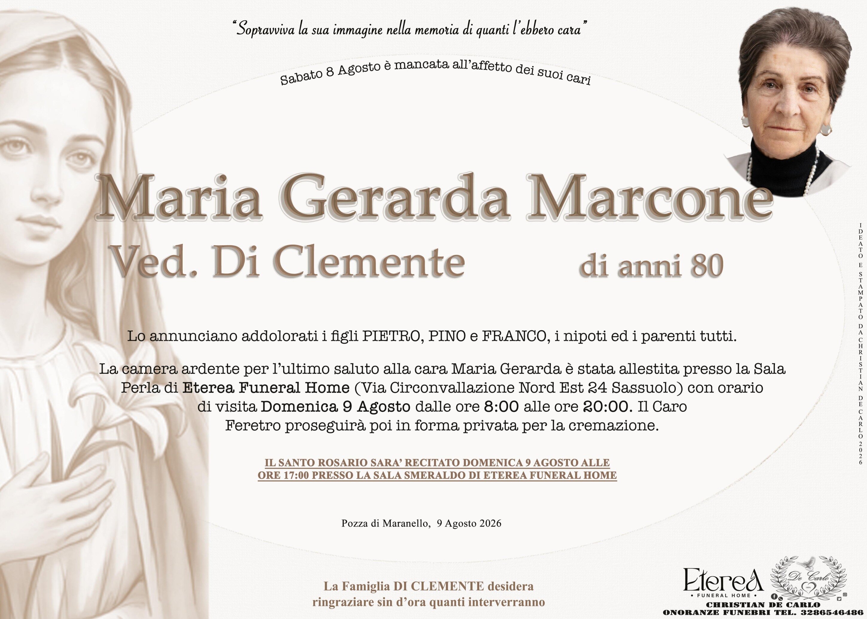 Maria Gerarda Marcone Ved. Di Clemente di anni 80 Maria Gerarda Marcone Ved. Di Clemente di anni 80