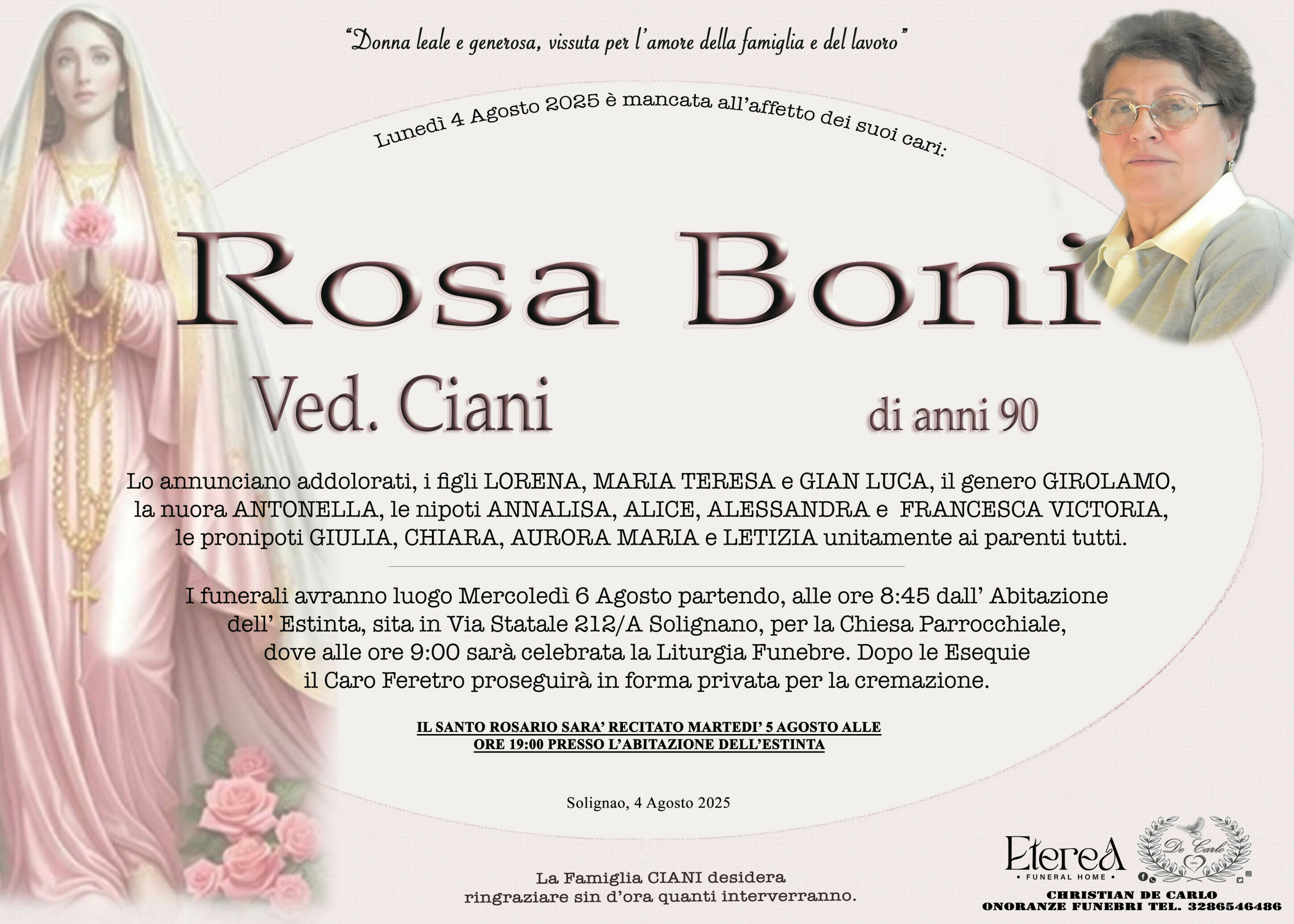 Rosa Boni Ved. Ciani di anni 90