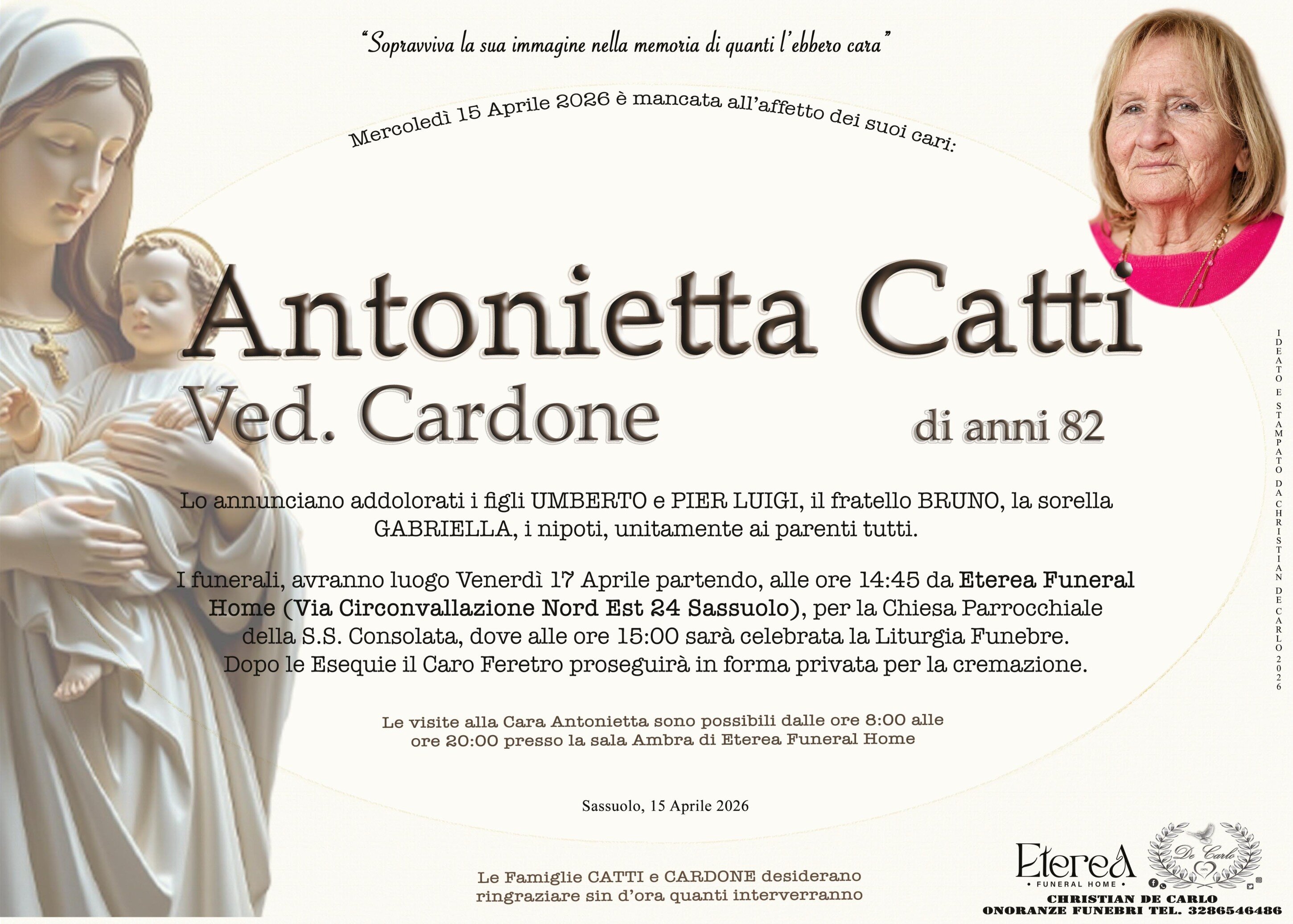 Antonietta Catti di anni 83