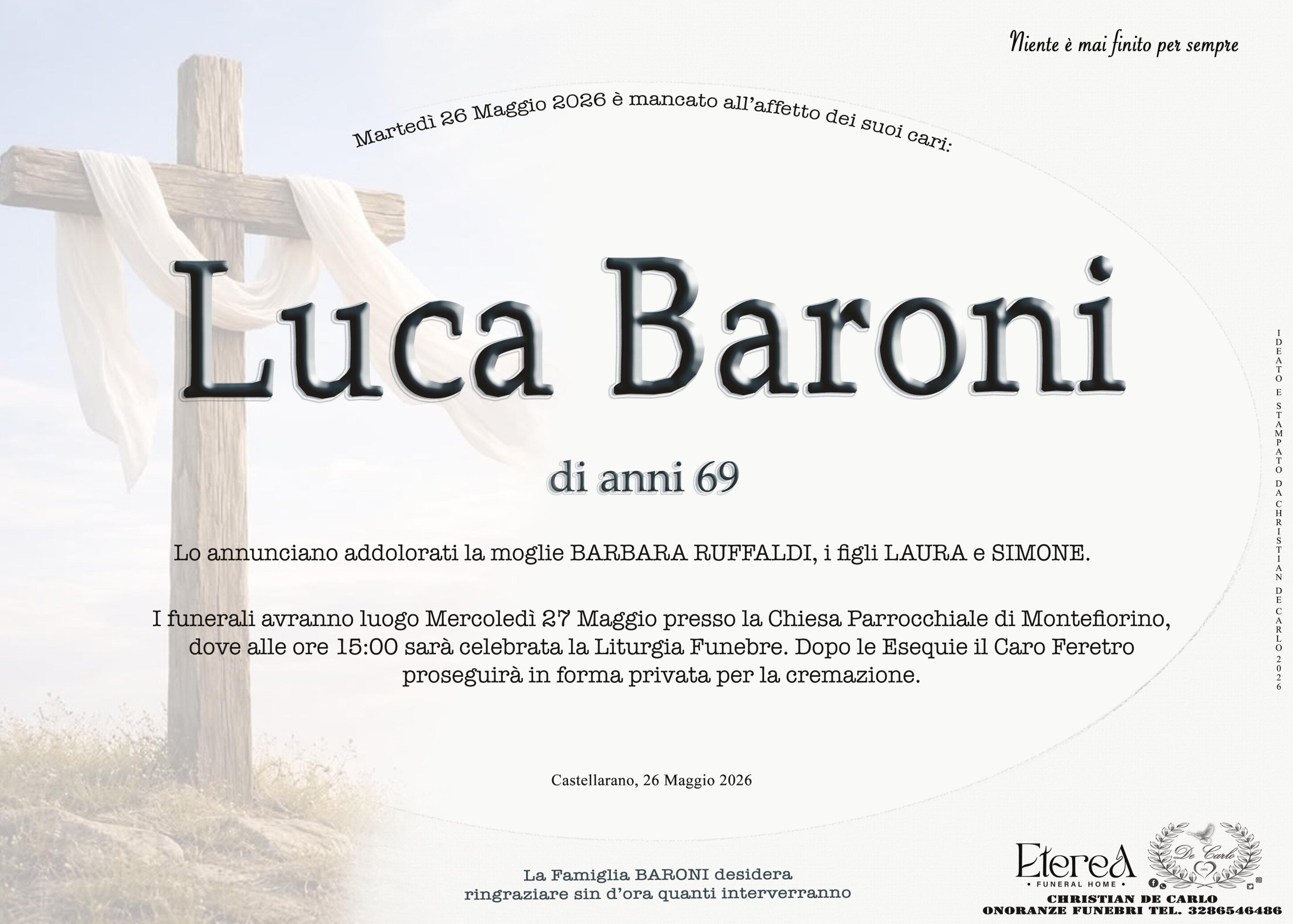 Luca Baroni di anni 69