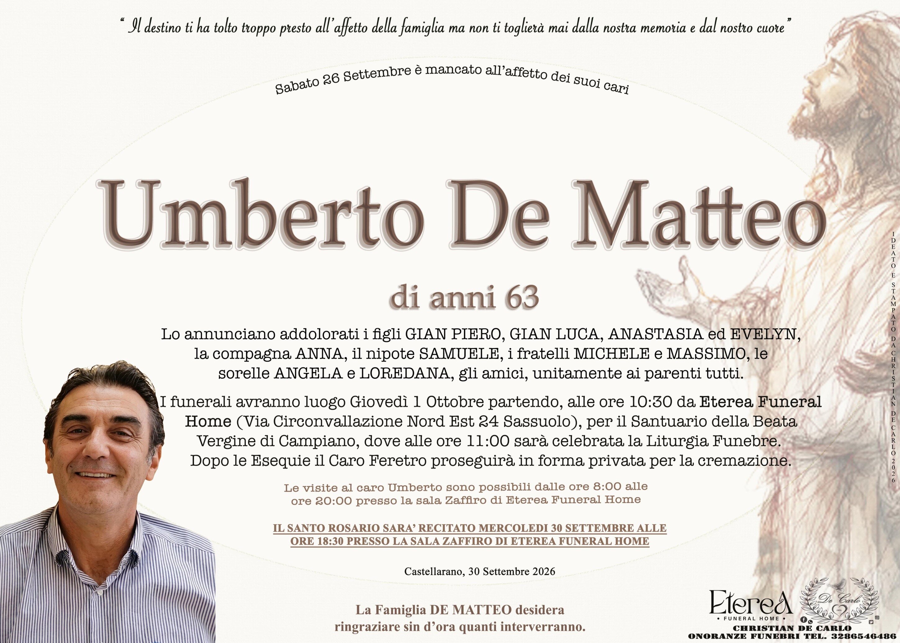 Umberto De Matteo di anni 63