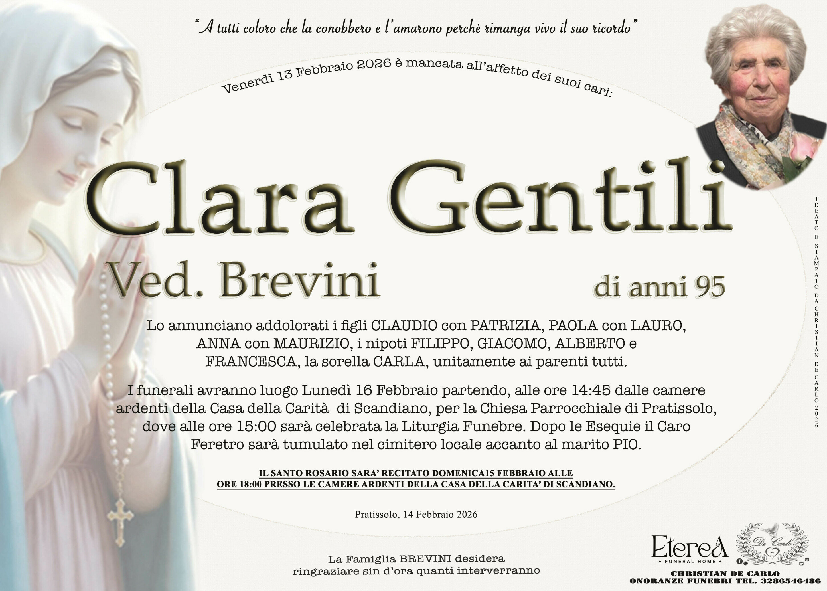 Clara Gentili Ved. Brevini di anni 95 Clara Gentili Ved. Brevini di anni 95