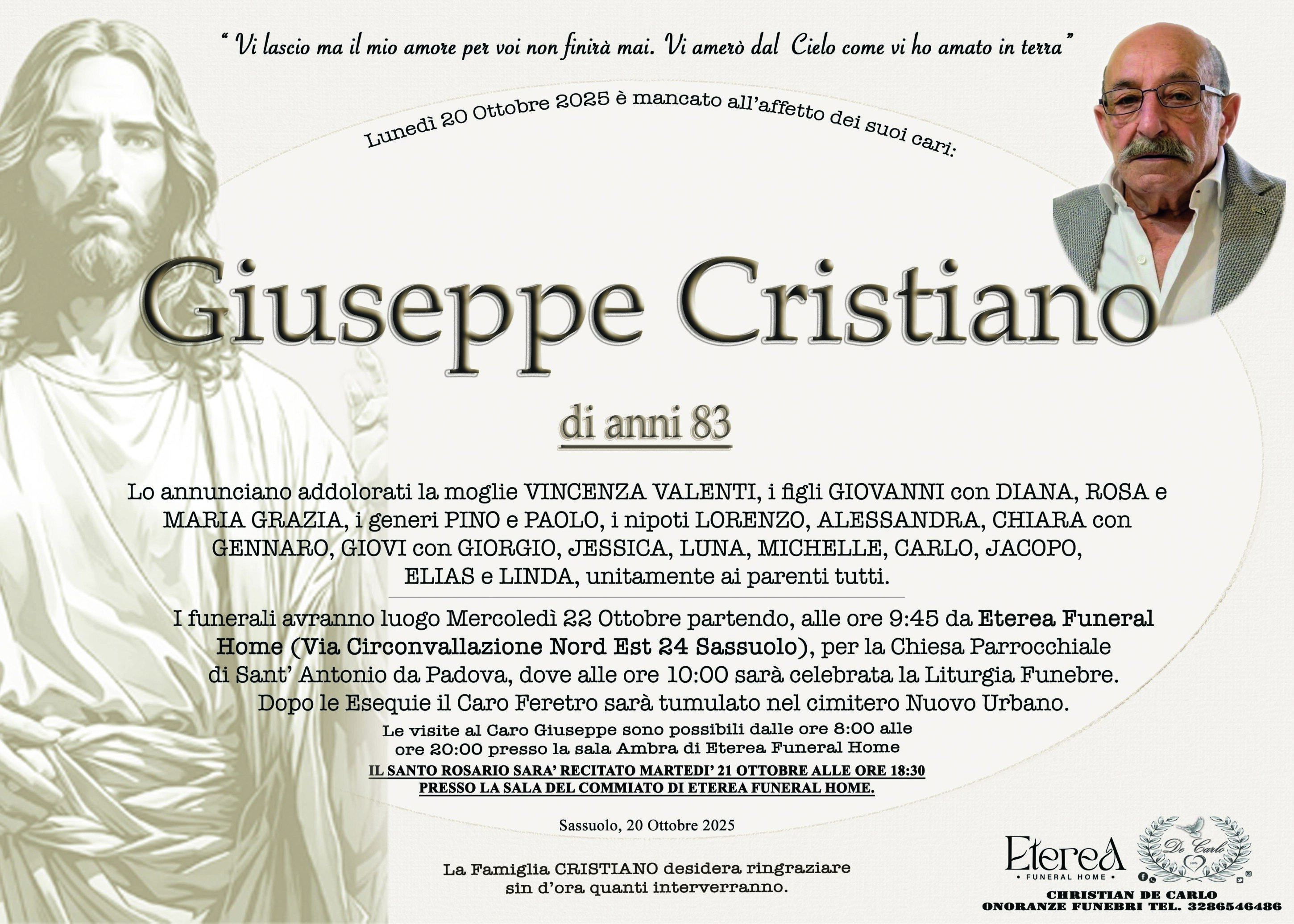 Giuseppe Cristiano di anni 83